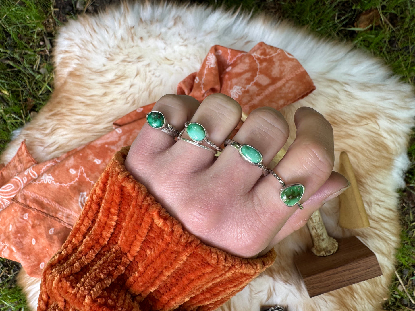 Green Turquoise Stacker Ring no.3 - Size 8