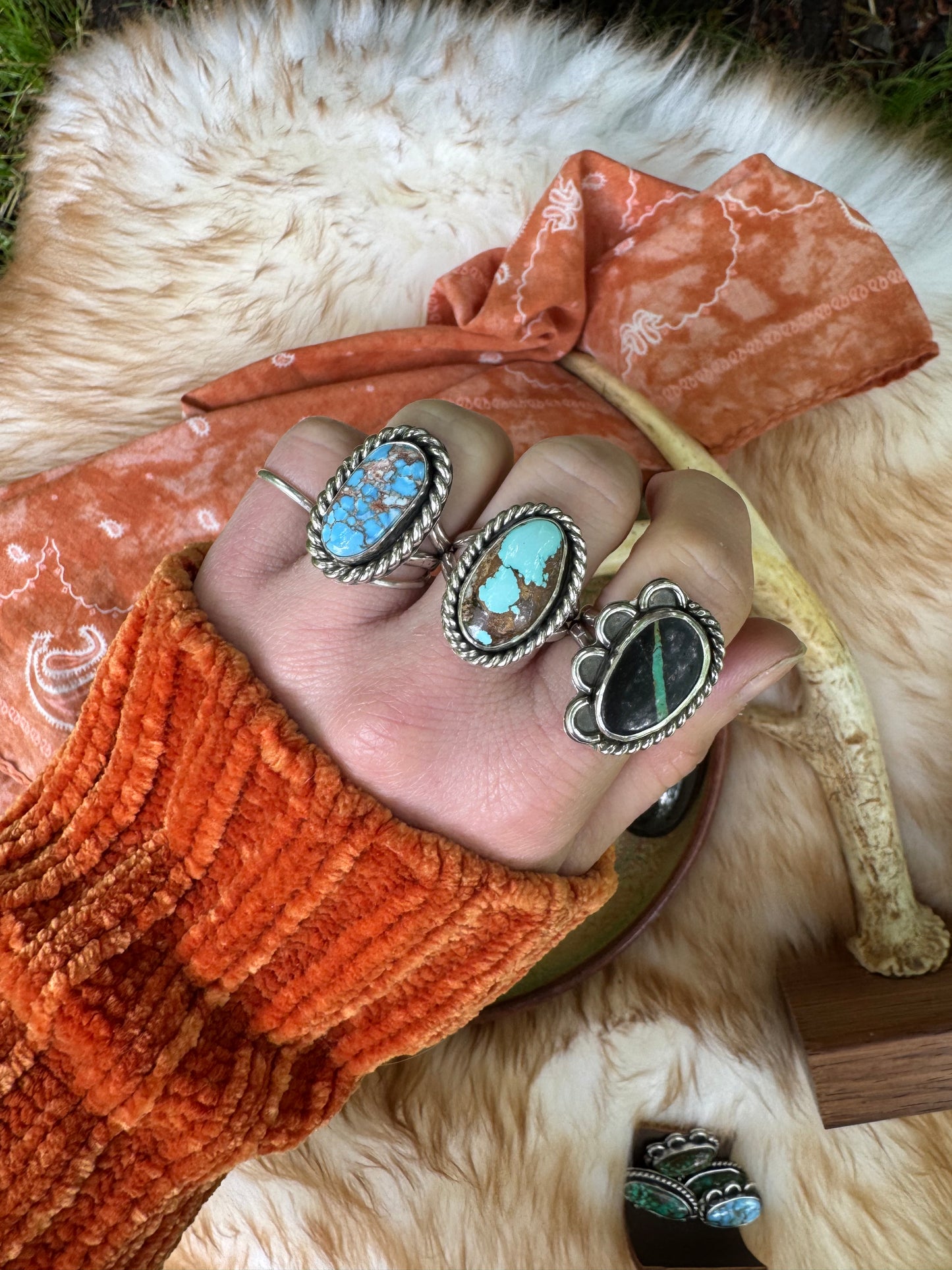 Black Jack Turquoise "Ripple" Ring - Size 6 1/4