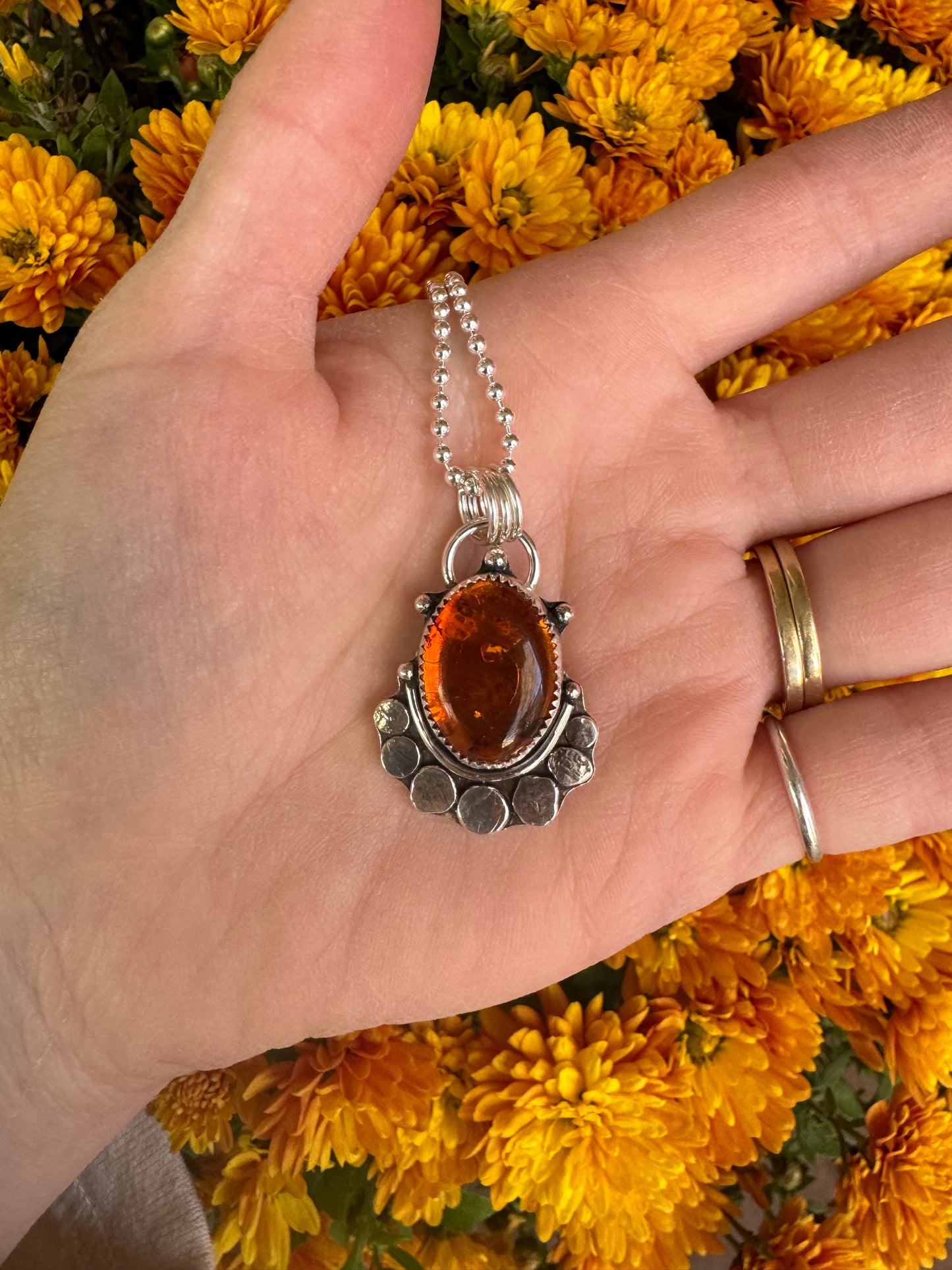 Amber “Lassen” Pendant - 20" Bead Chain