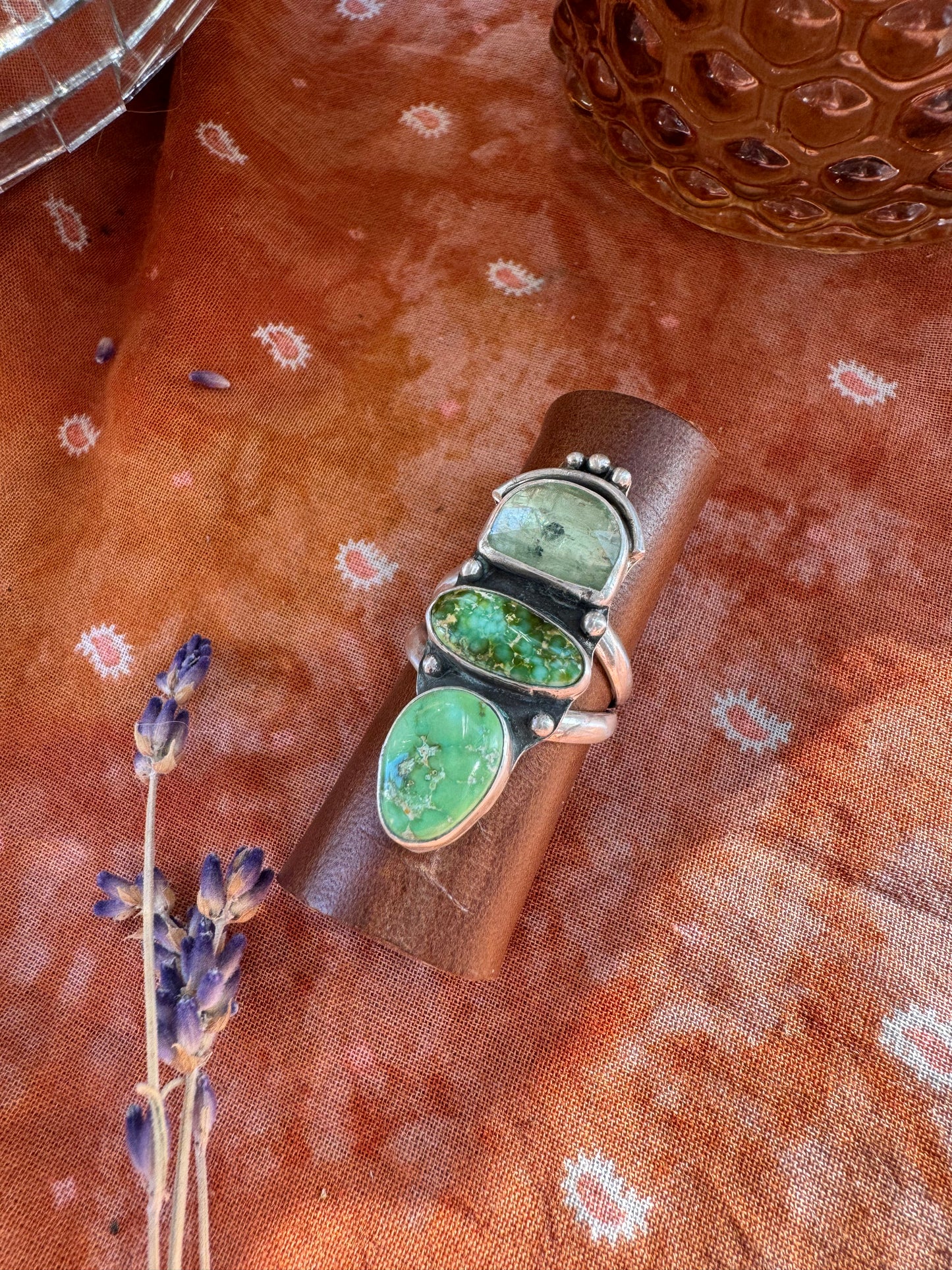 Kyanite + Sonoran Gold Turquoise Ring - Size 6 1/4