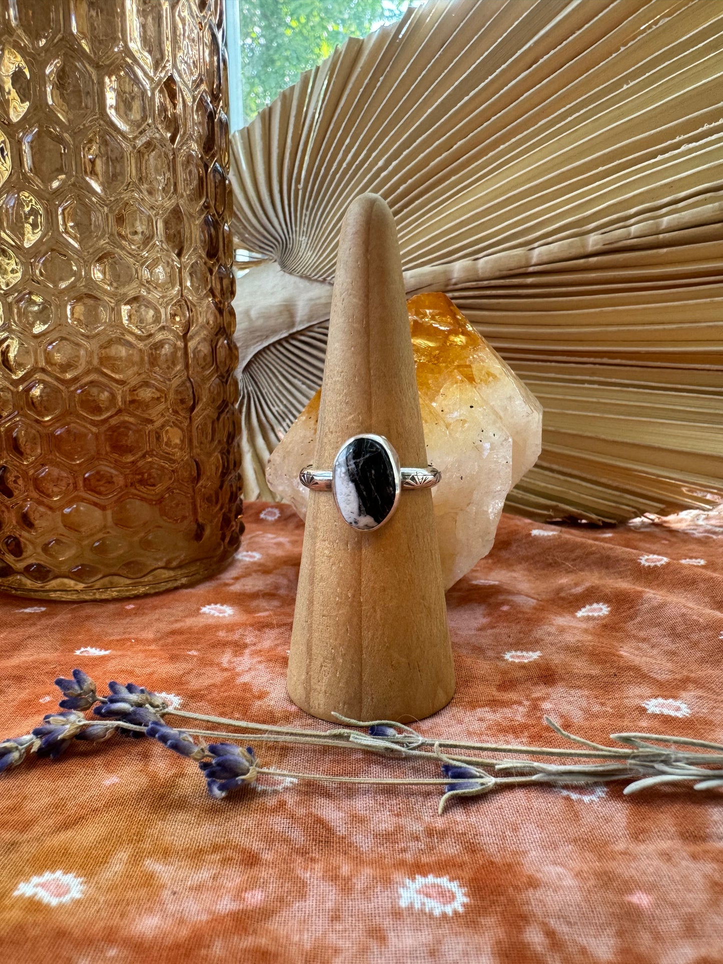 White Buffalo Turquoise Ring - Size 10 1/2