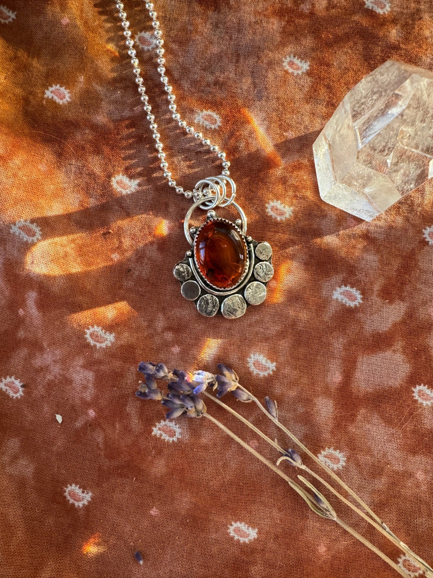 Amber “Lassen” Pendant - 18" Bead Chain