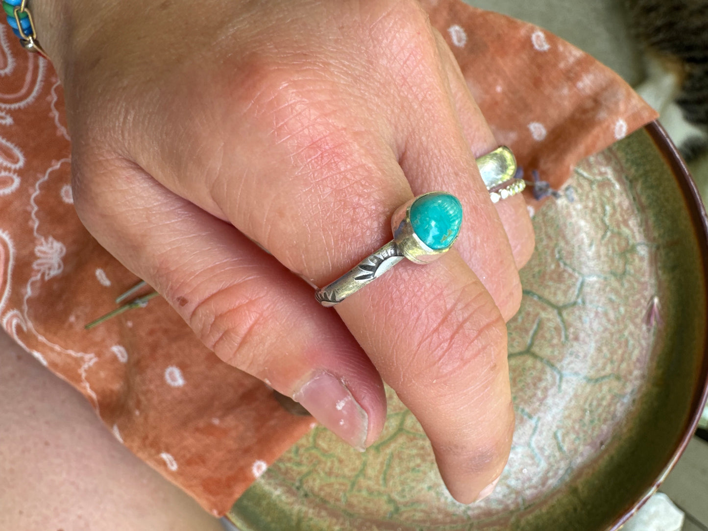 Chilean Turquoise Stacker Ring - Size 7