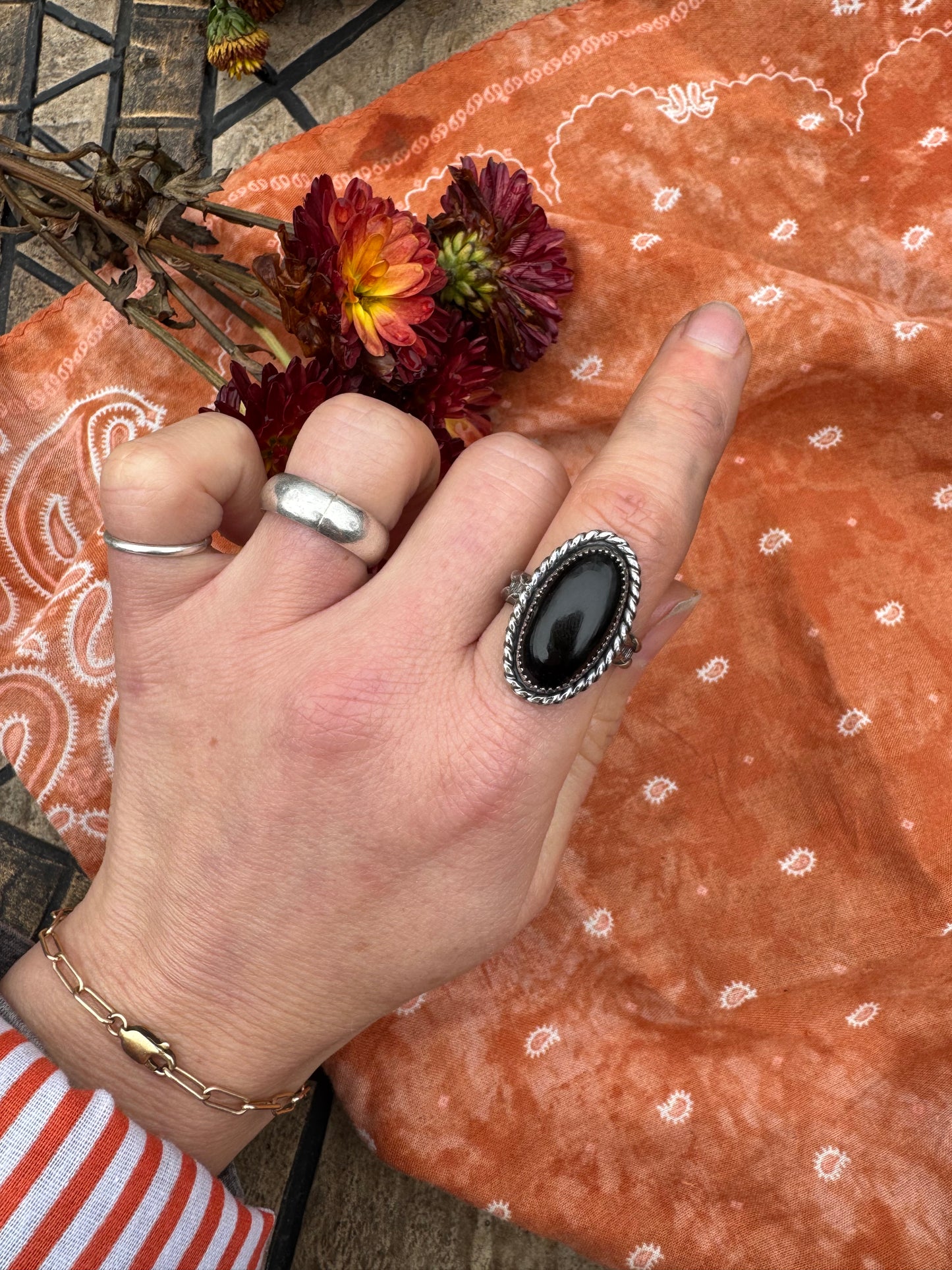 Black Onyx ring - size 6 1/2
