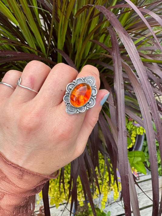 Amber Statement Ring - Size 11 1/2 - 12