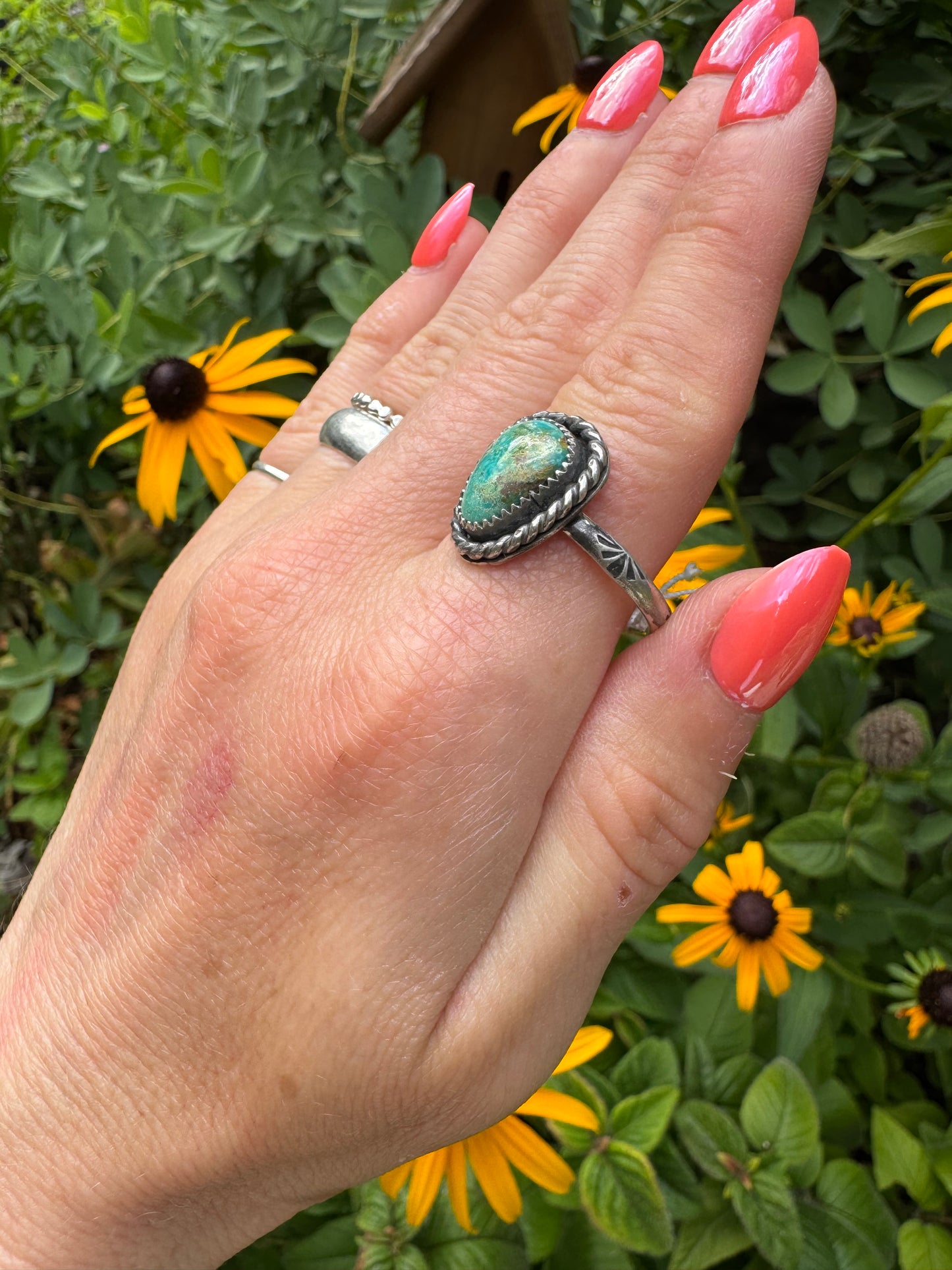 Sonoran Rose Turquoise Ring - Size 11