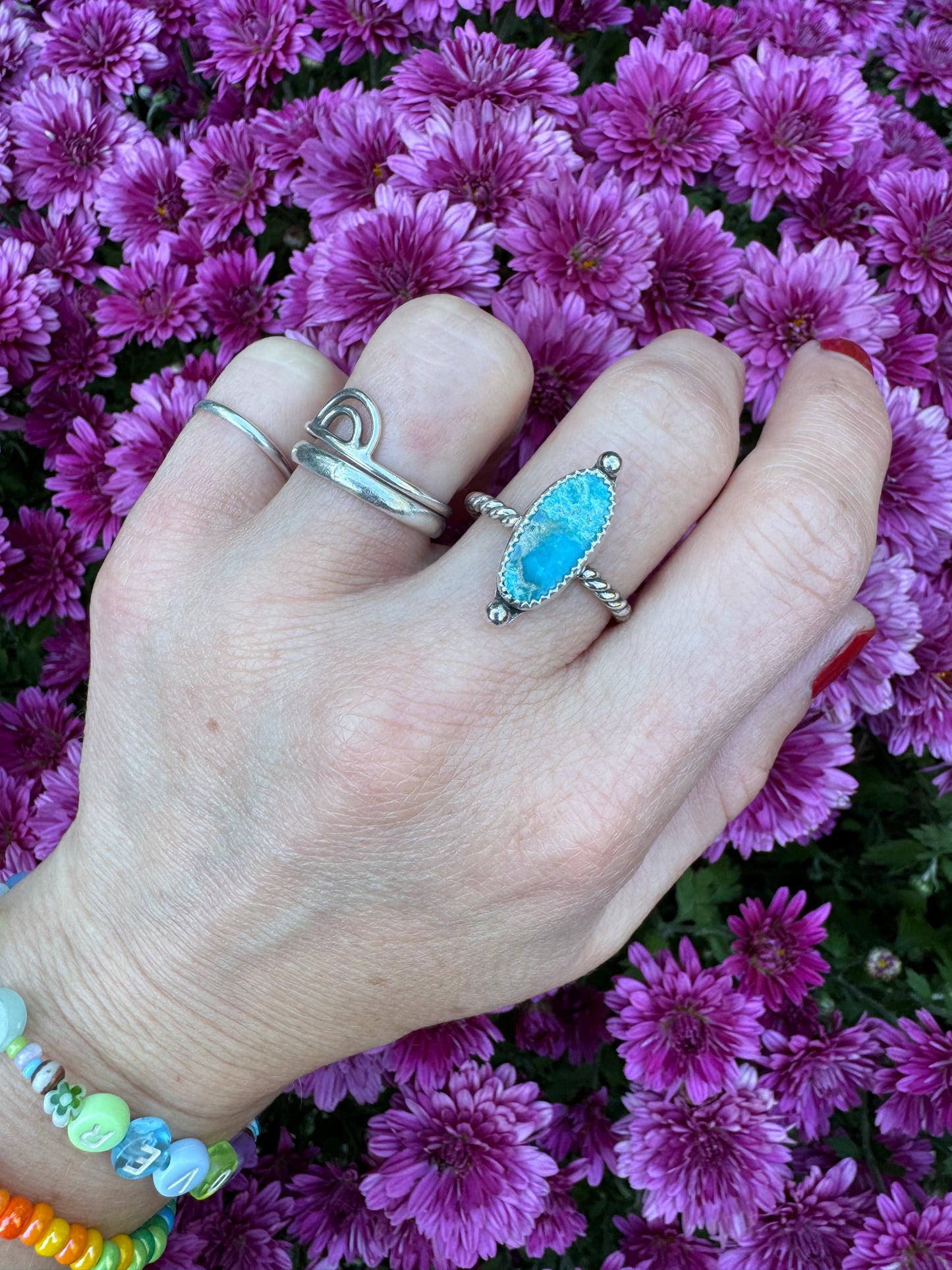 Cripple Creek Turquoise Waypoint Ring - Size 8 1/2