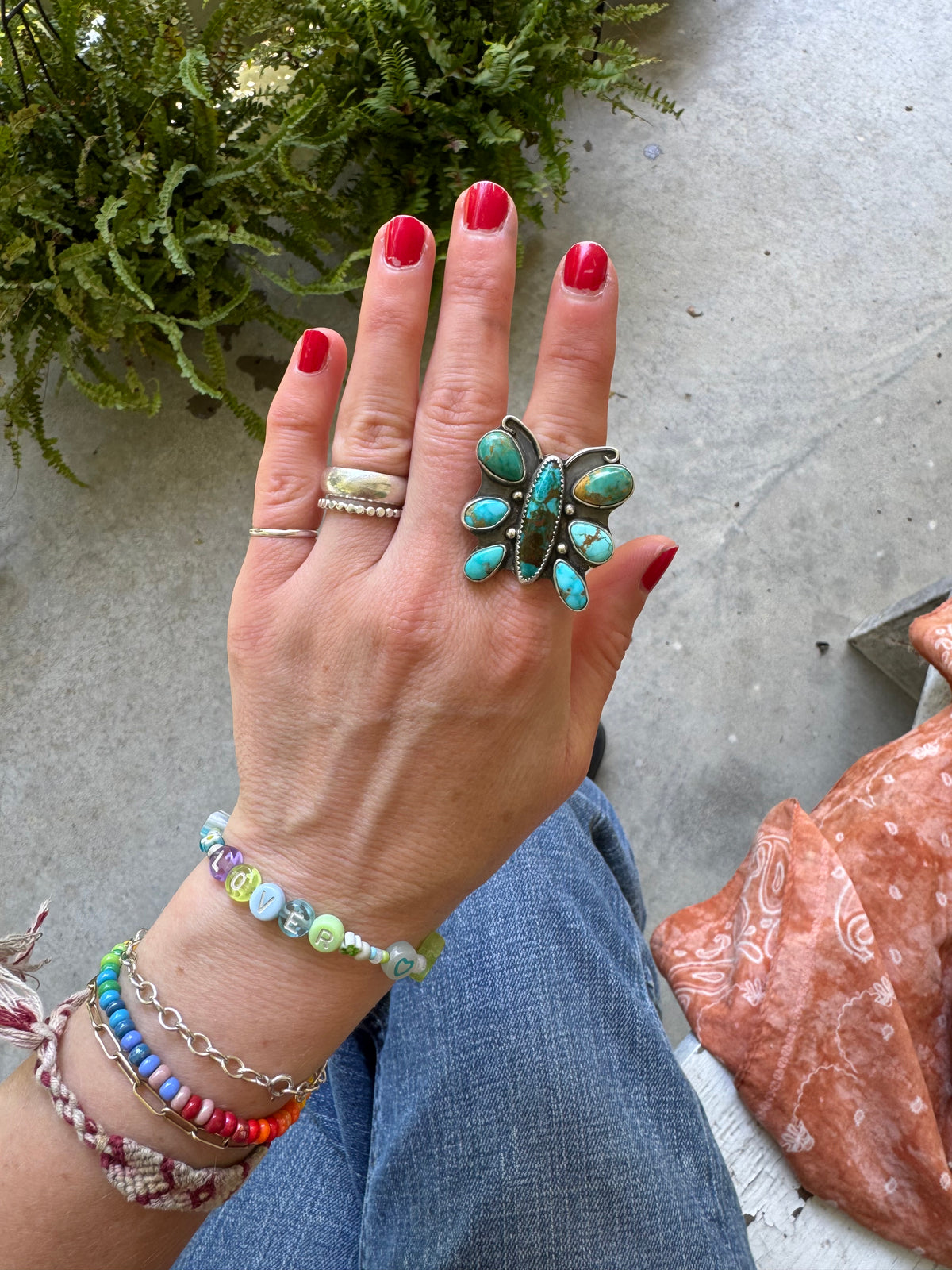 Butterfly "Dolly" Turquoise Ring - Size 7 1/2