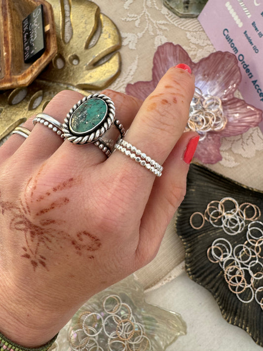 "Boulder" Sterling Silver Beaded Stacker Ring