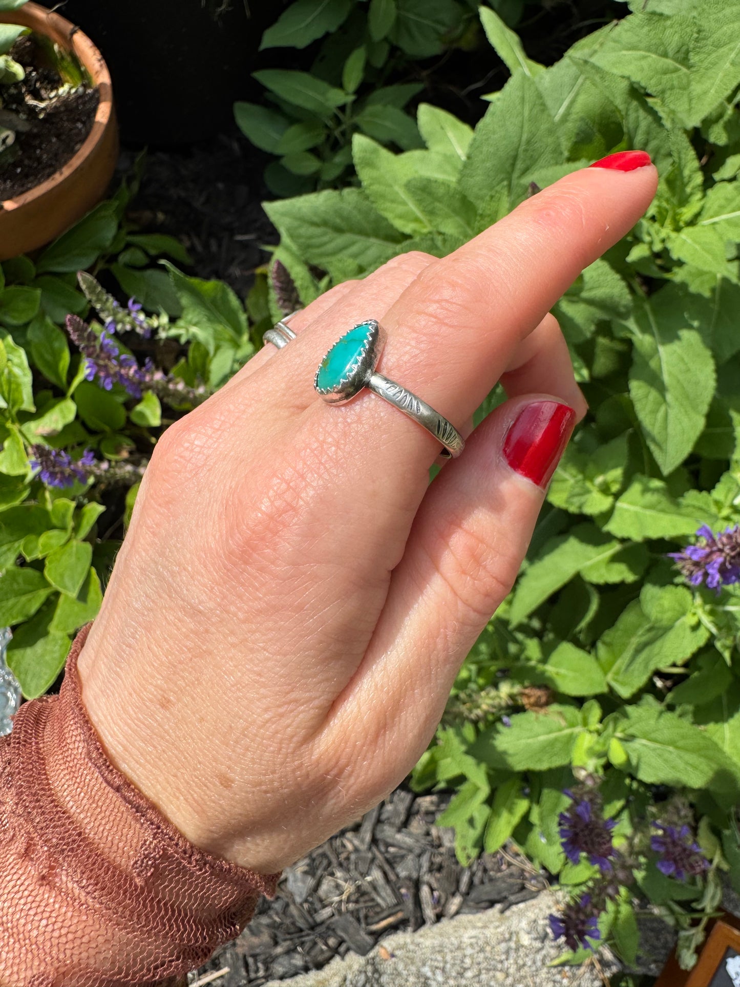 Sonoran Gem Turquoise Stacker Ring no.4 - Size 7 1/2