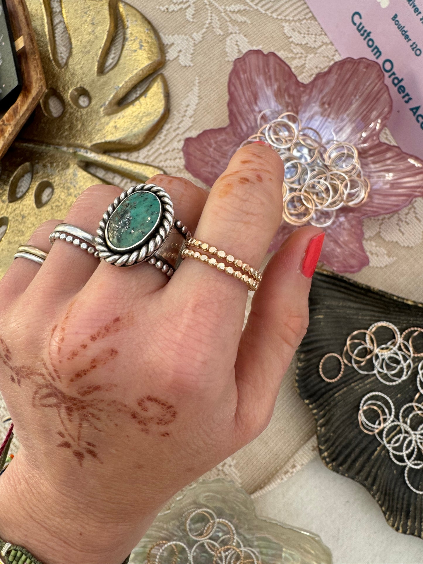 "Boulder" 14k GF Beaded Stacker Ring - Ready to Ship