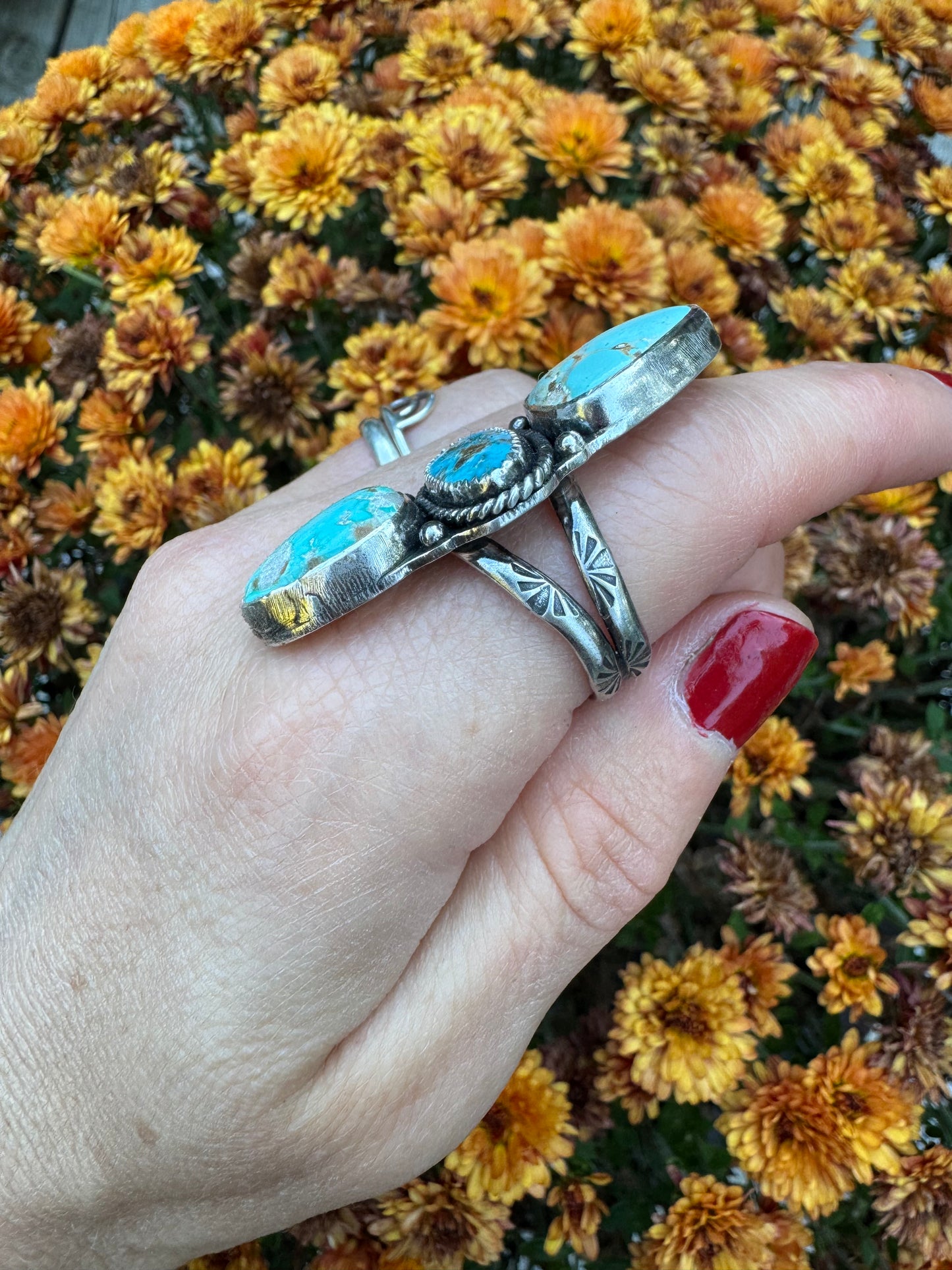 Fox Turquoise Statement Ring - Size 8