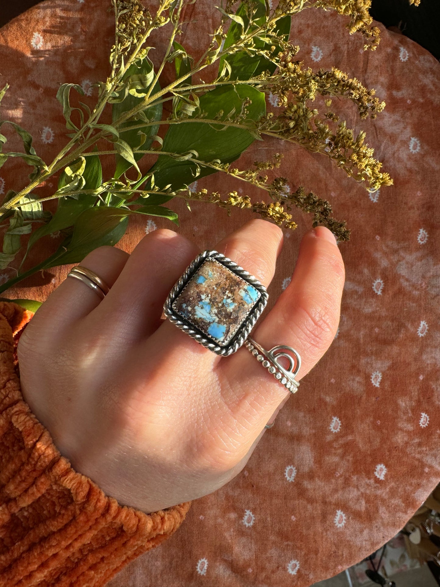 Gold Hills Turquoise Ring - Size 12