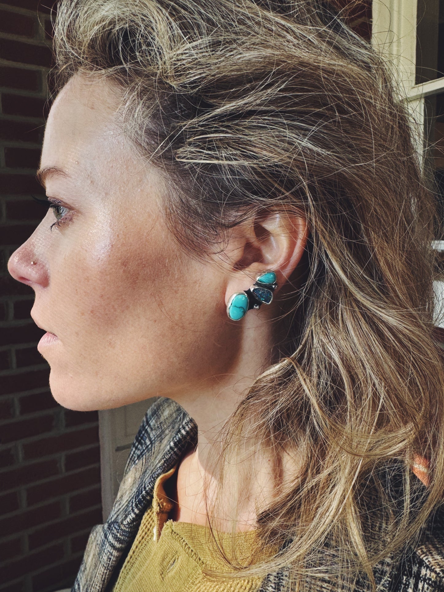 Turquoise and Opal "Glacier" Ear Climbers