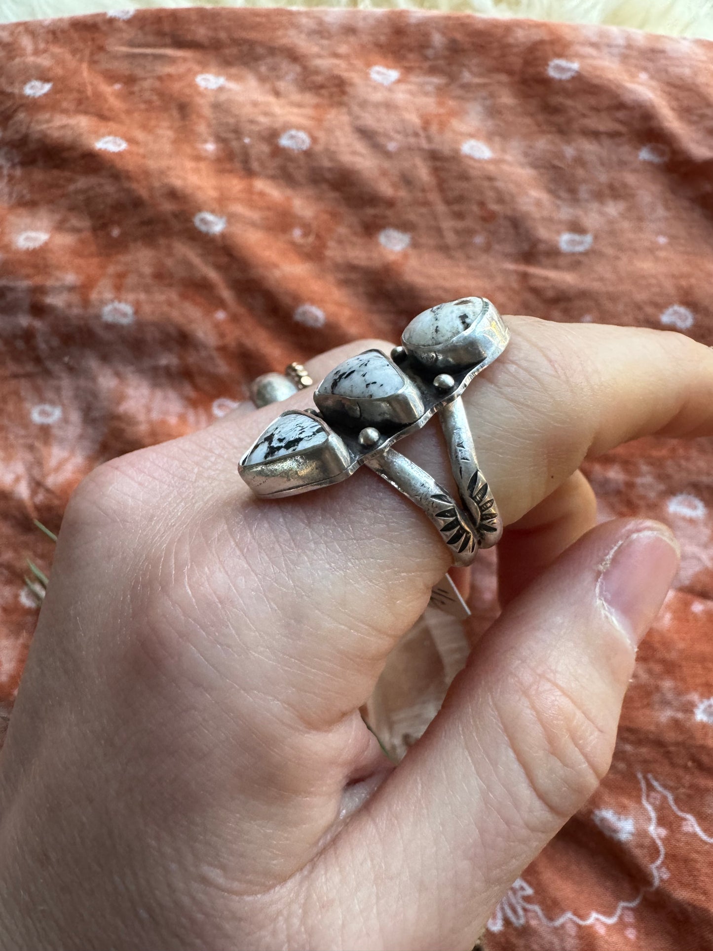 White Buffalo Statement Ring - Size 6 1/2