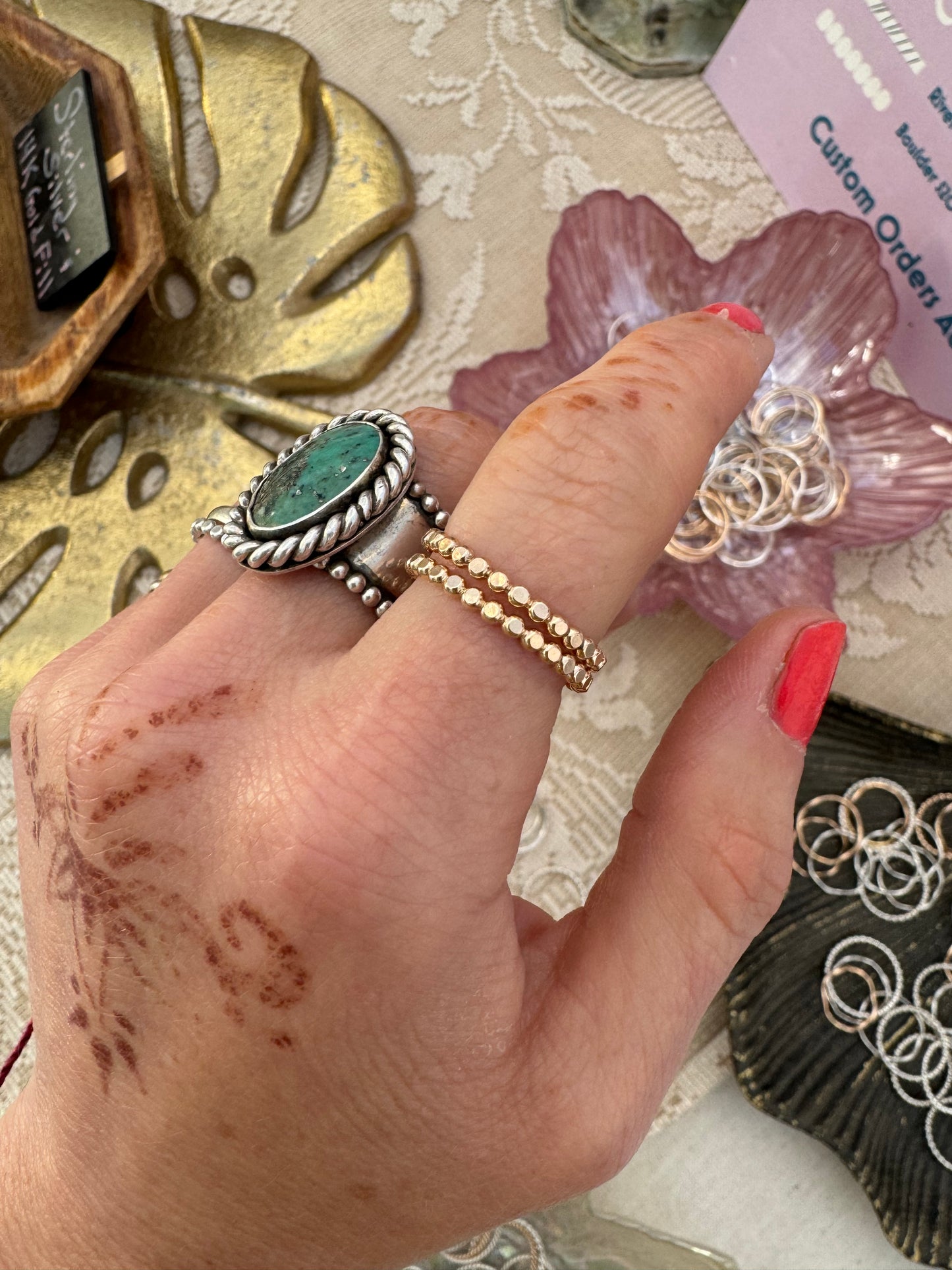 "Boulder" 14k GF Beaded Stacker Ring - Ready to Ship