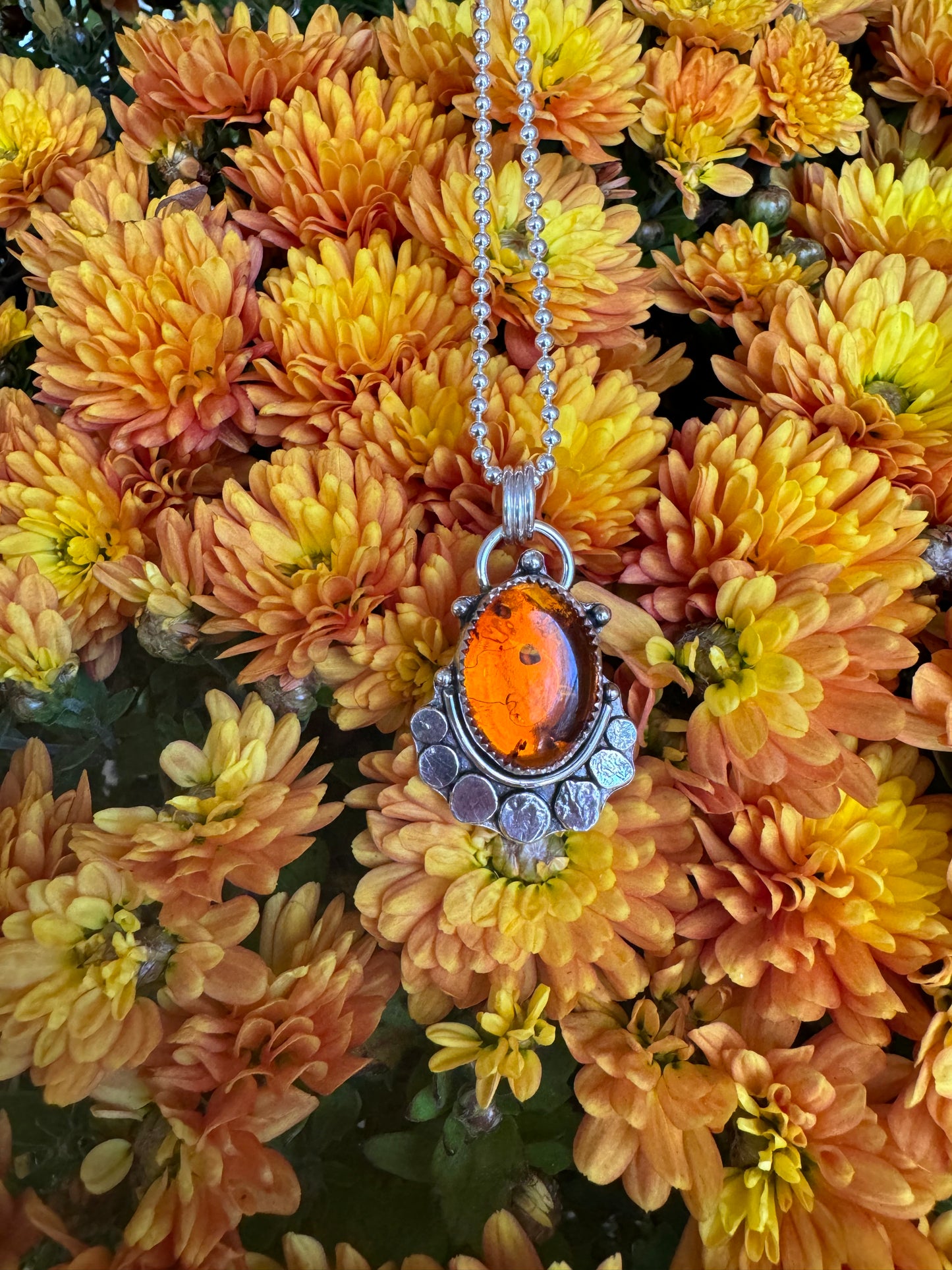 Amber “Lassen” Pendant - 20" Bead Chain