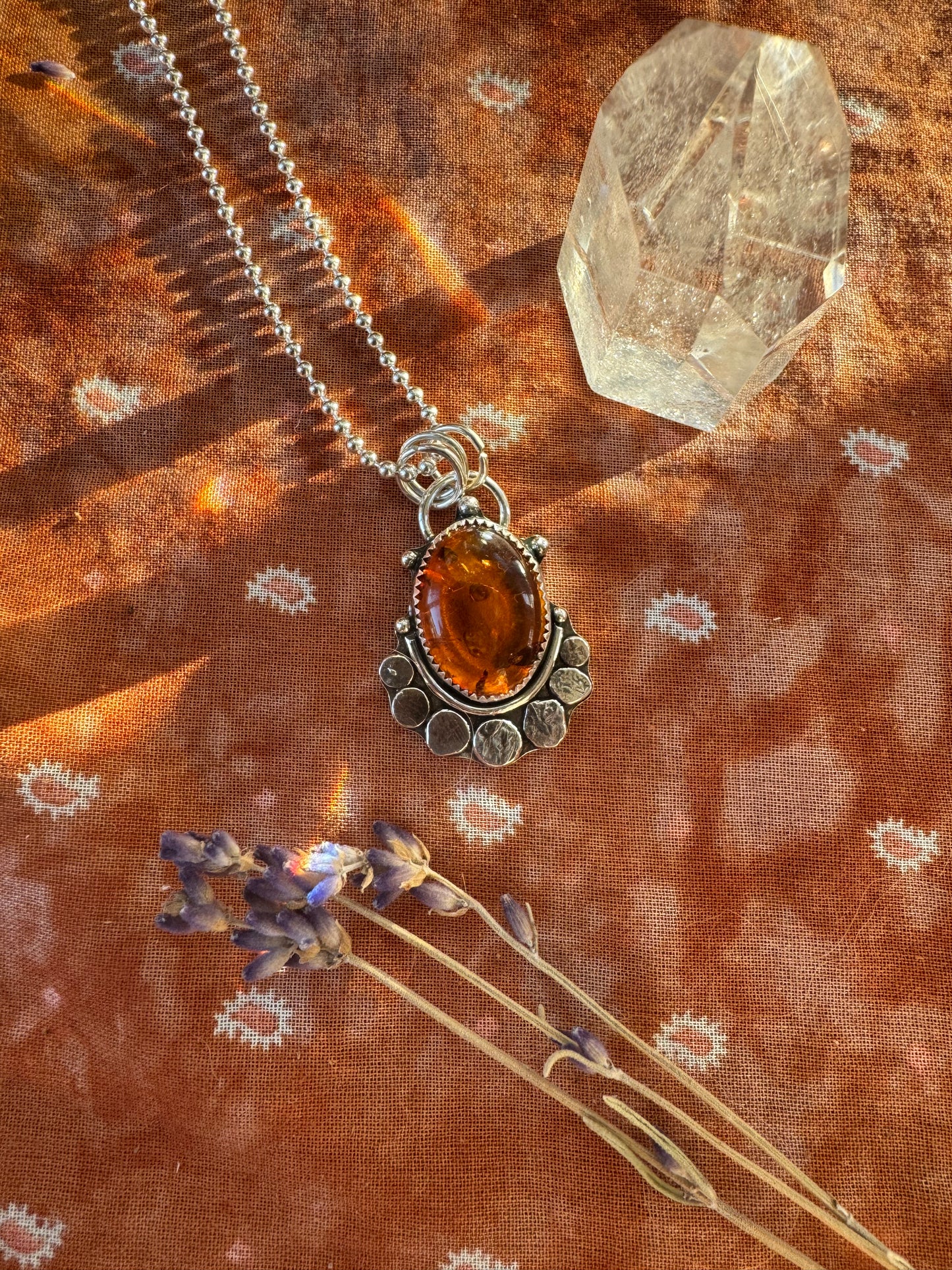 Amber “Lassen” Pendant - 20" Bead Chain