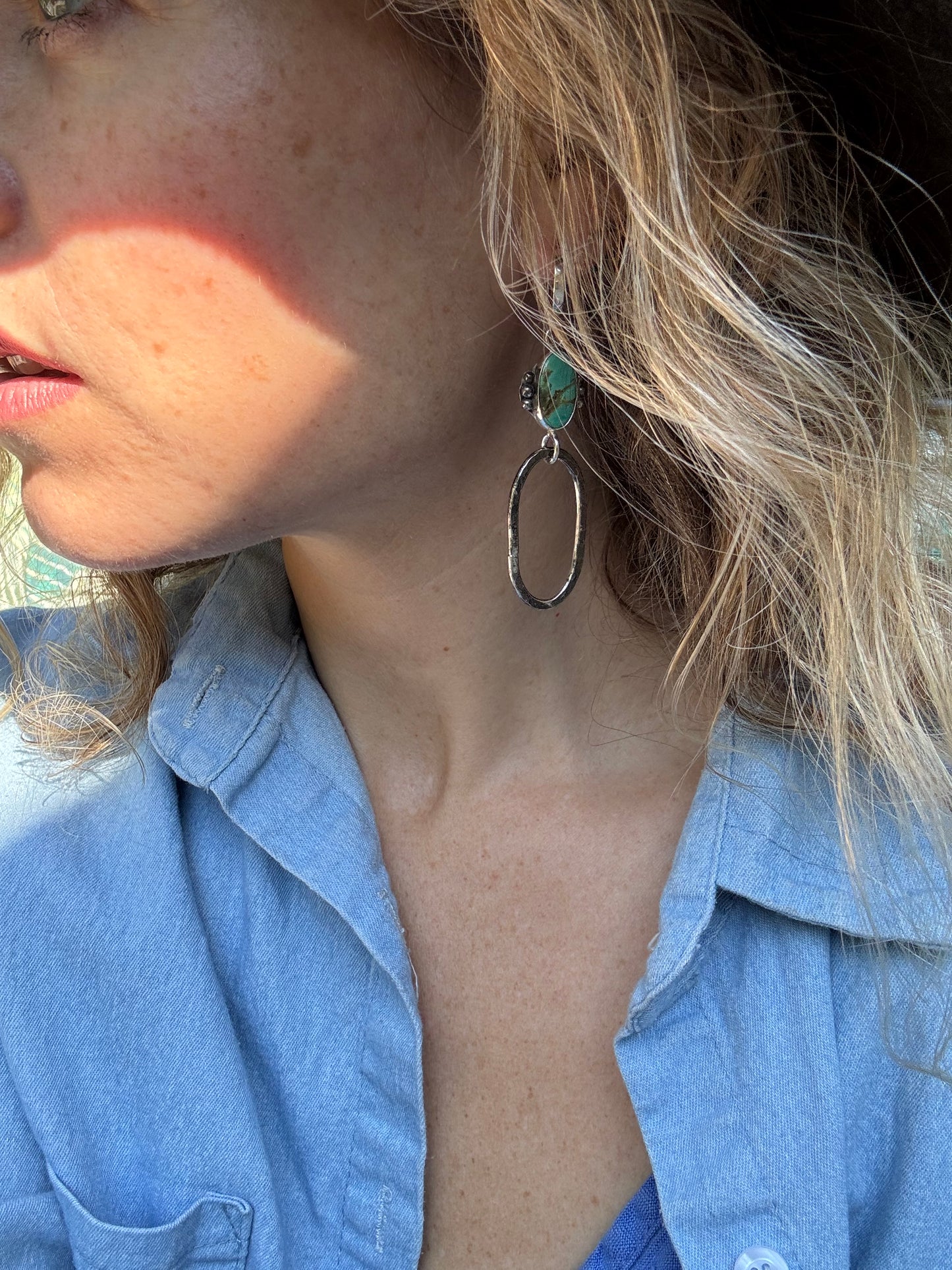 Tyrone Turquoise Loop Earrings