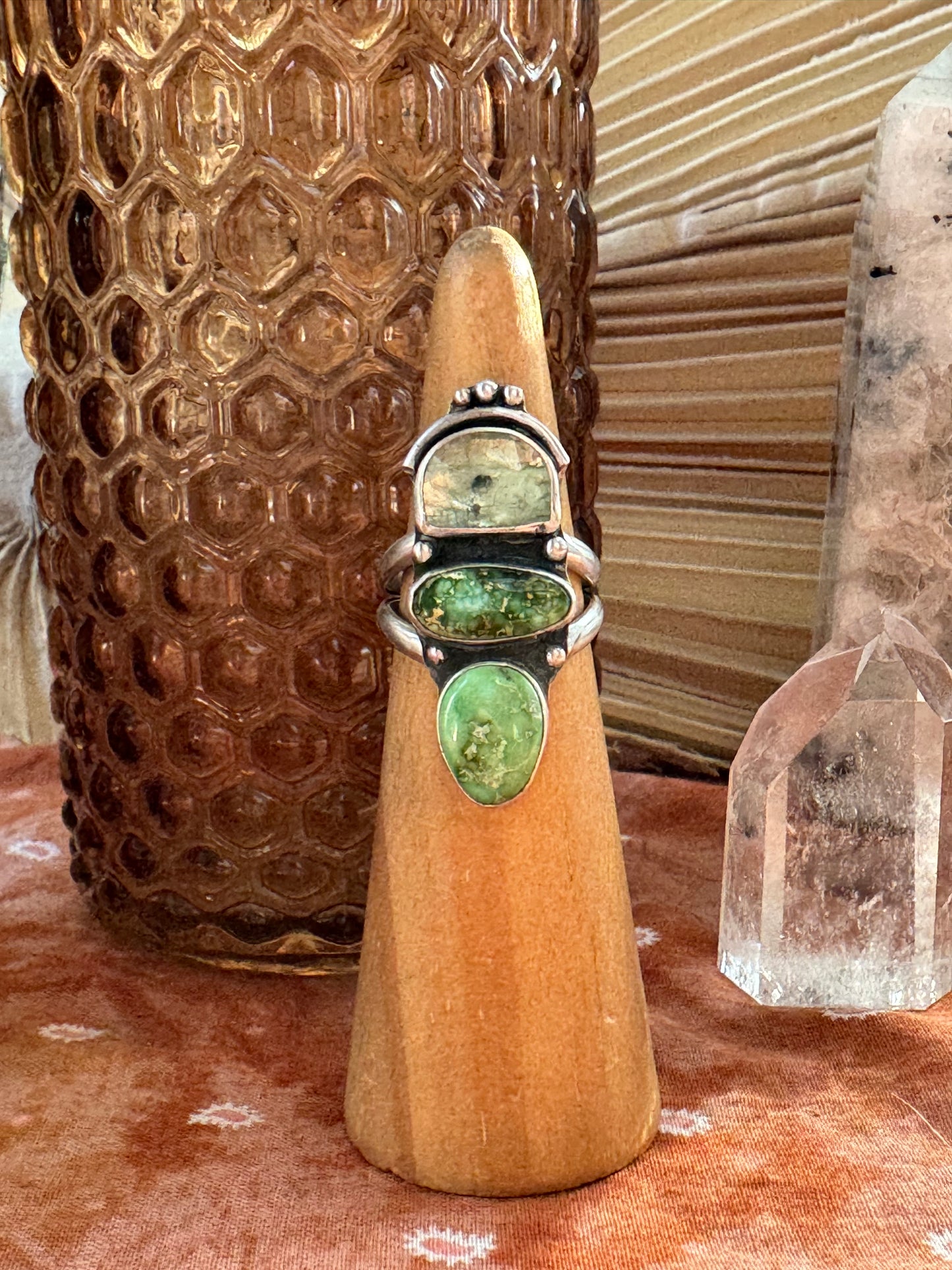 Kyanite + Sonoran Gold Turquoise Ring - Size 6 1/4