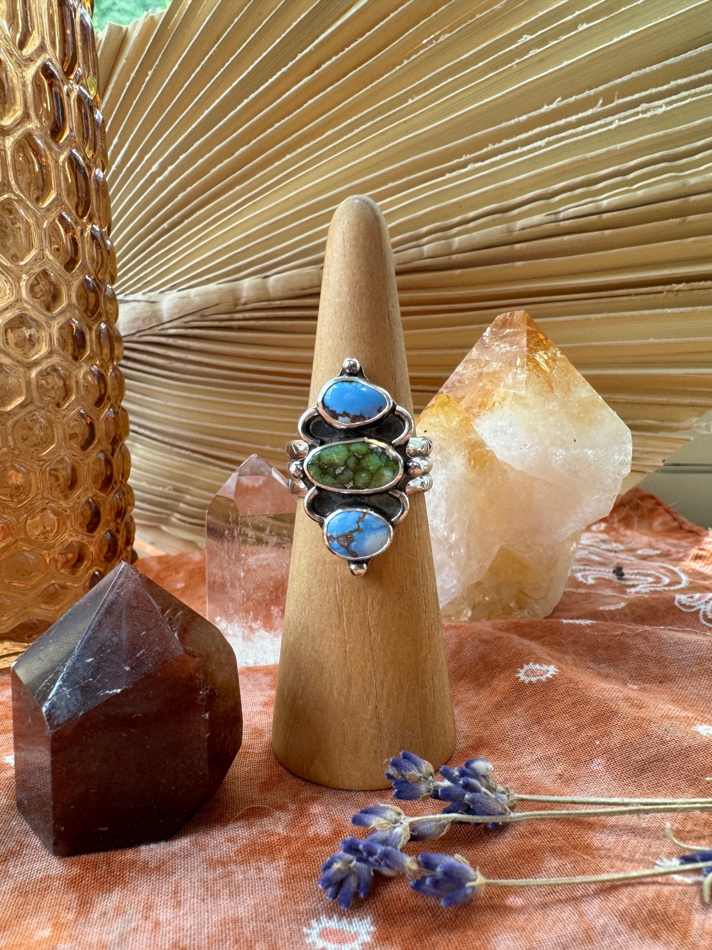 Golden Hills and Sonoran Gold Turquoise Statement Ring - Size 8 1/2
