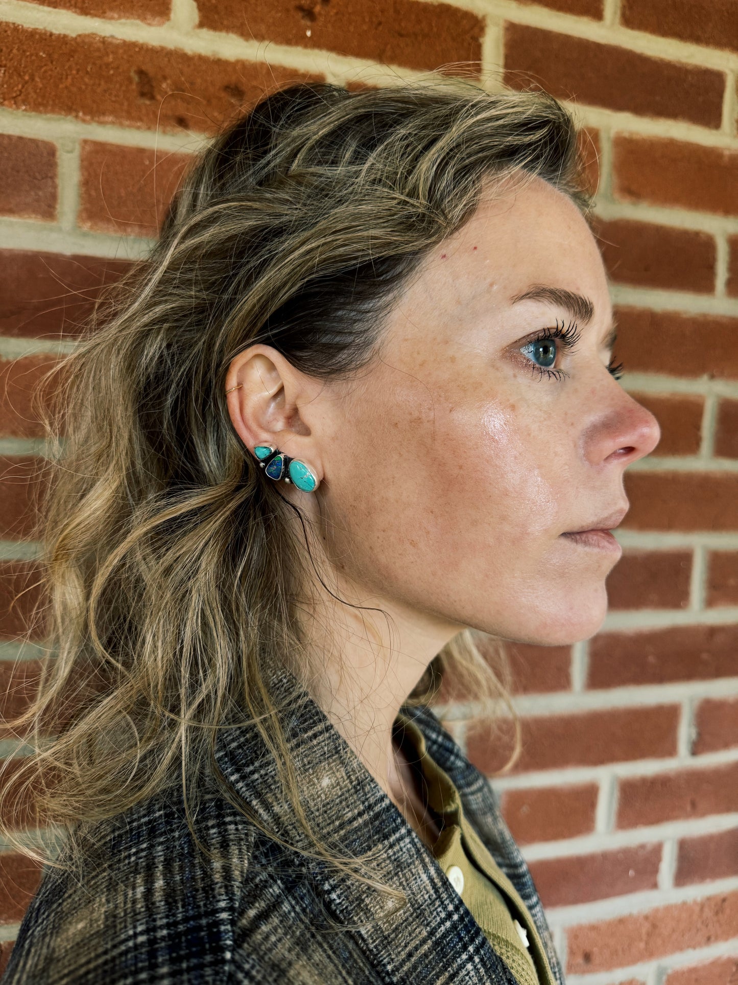 Turquoise and Opal "Glacier" Ear Climbers