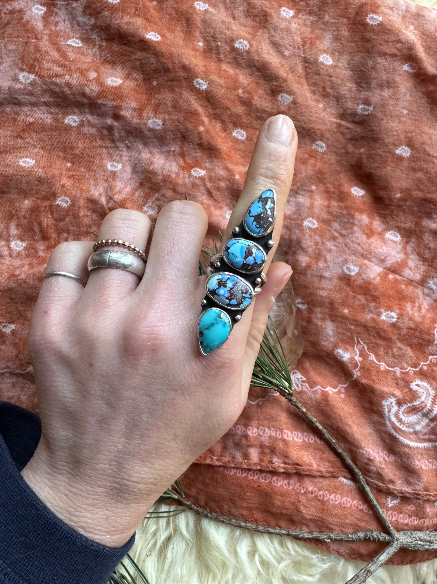 Golden Hills Turquoise Statement Ring - Size 7 1/2