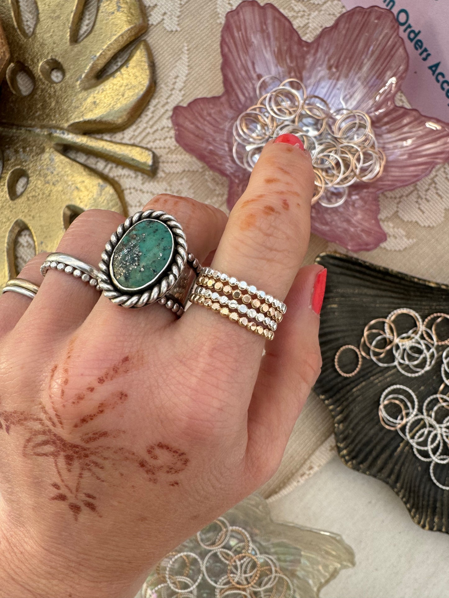 "Boulder" 14k GF Beaded Stacker Ring - Ready to Ship