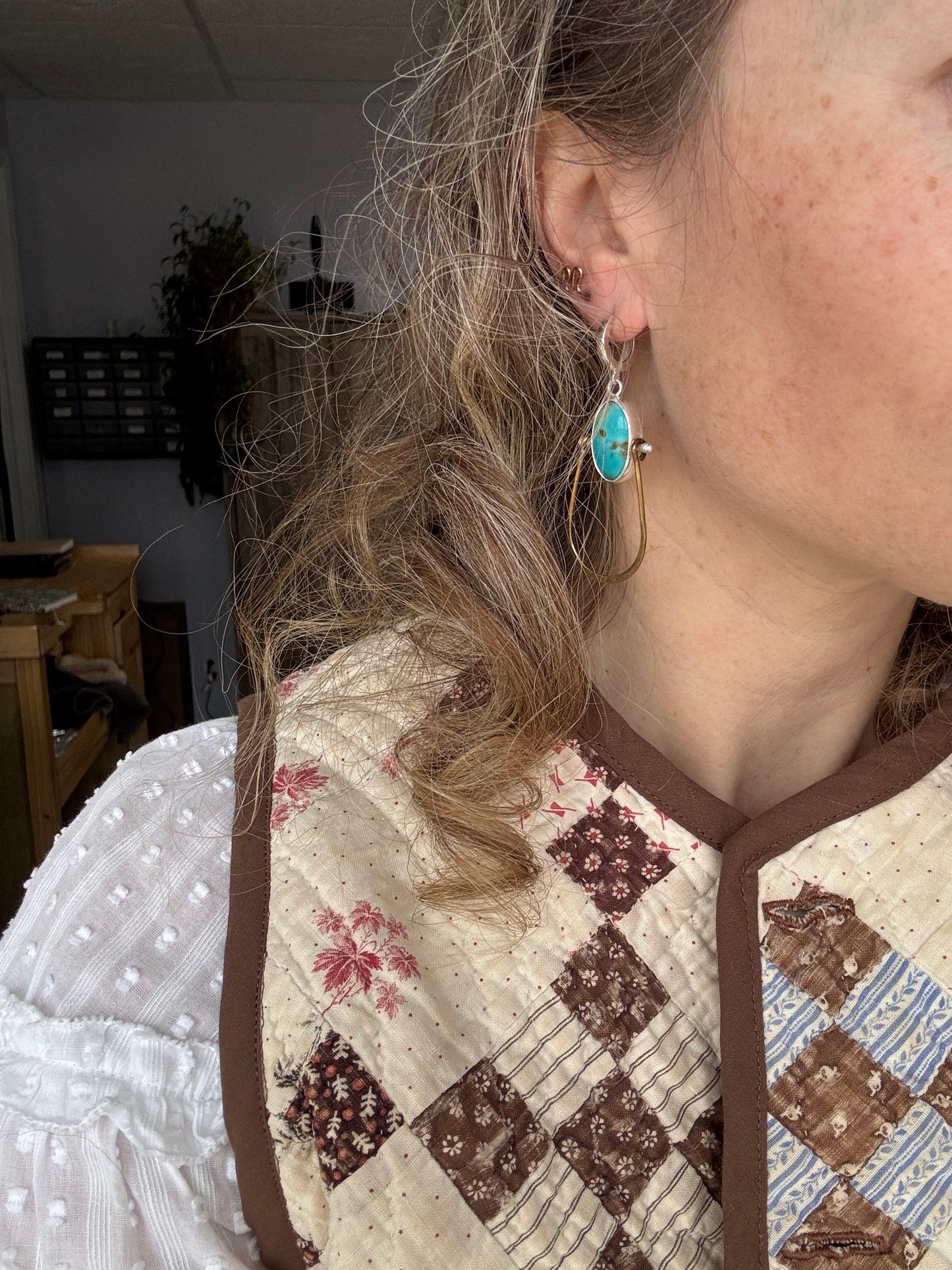 Royston Turquoise with brass statement earrings