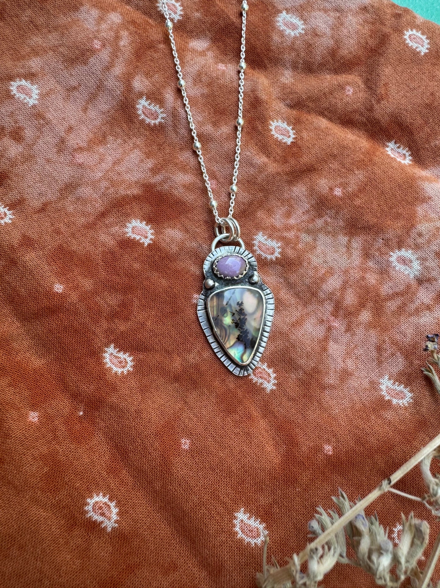 MT Agate + Abalone + Phosphosiderite Talisman