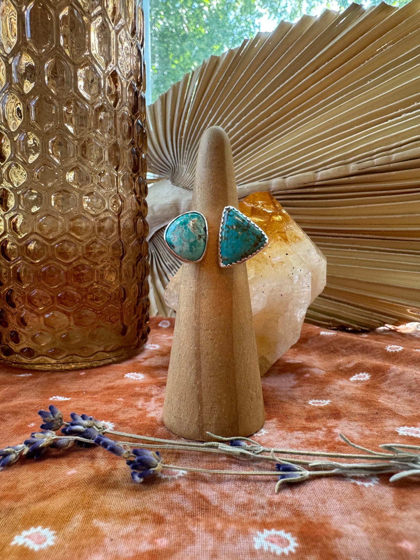Carico Lake and #8 "Sisters" Turquoise Ring - Size 6-6 1/2