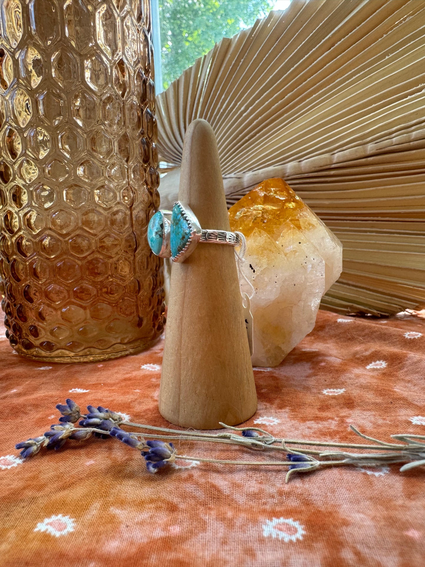 Carico Lake and #8 "Sisters" Turquoise Ring - Size 6-6 1/2