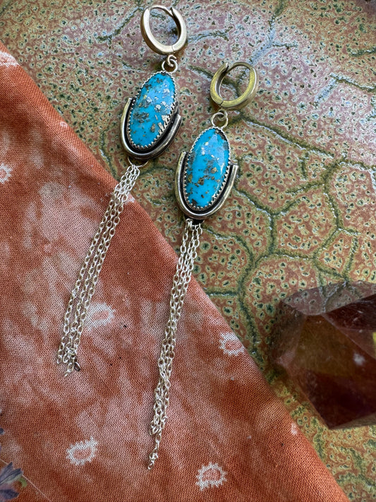 Turquoise + Pyrite Duster Earrings