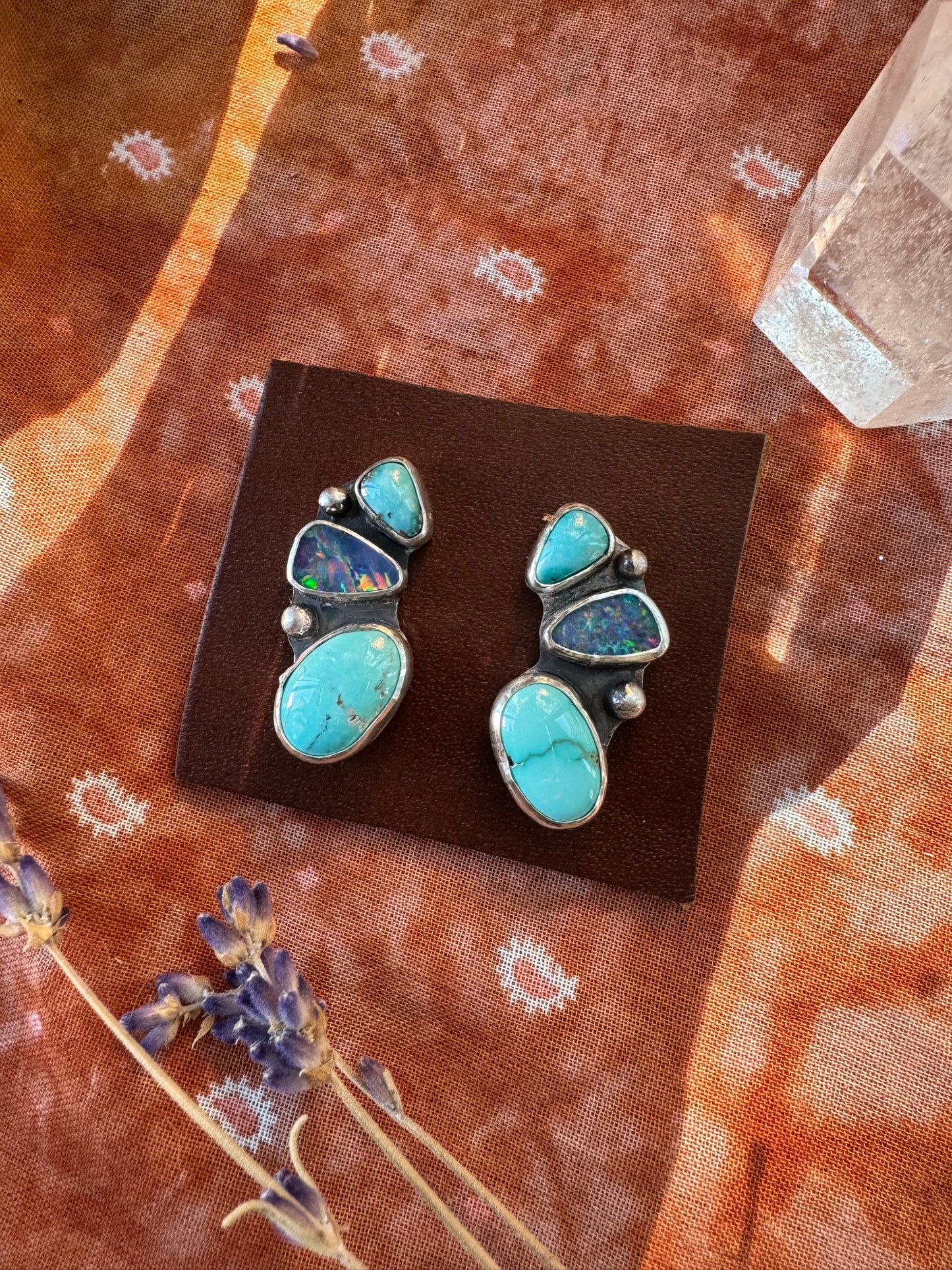 Turquoise and Opal "Glacier" Ear Climbers