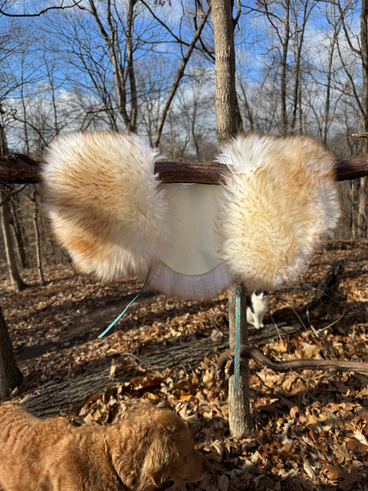 Cream Wool Collar - turquoise neck ties