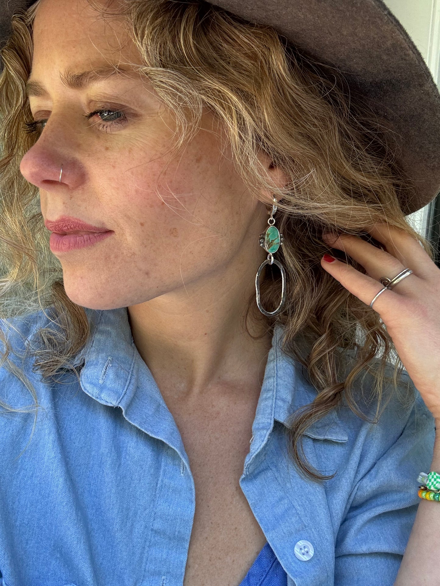 Tyrone Turquoise Loop Earrings
