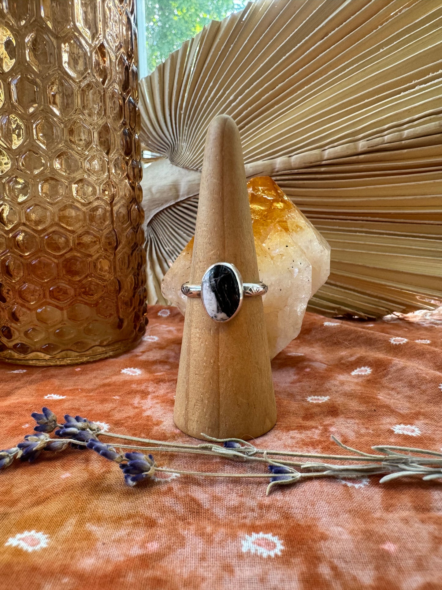White Buffalo Turquoise Ring - Size 10 1/2