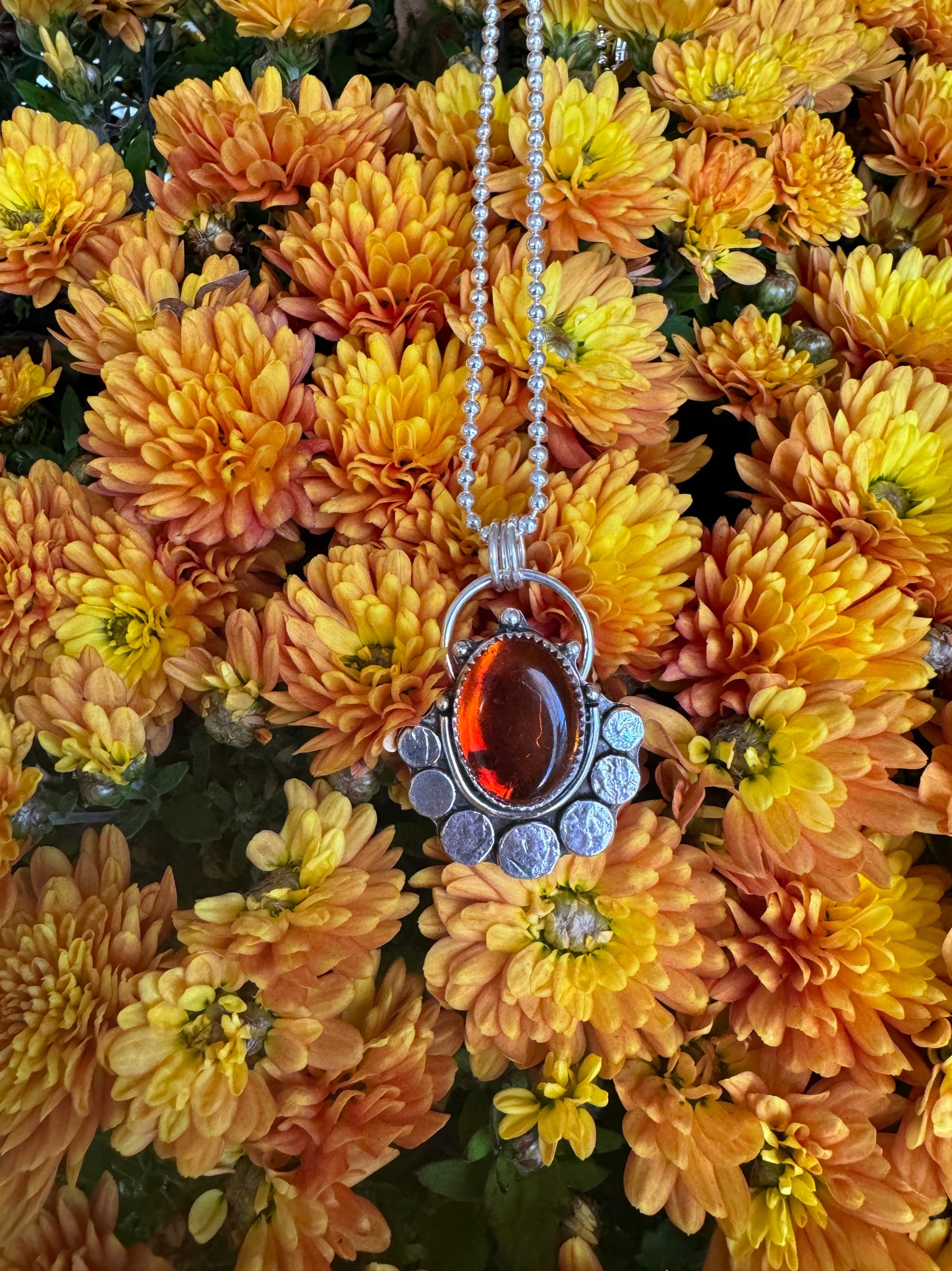 Amber “Lassen” Pendant - 18" Bead Chain
