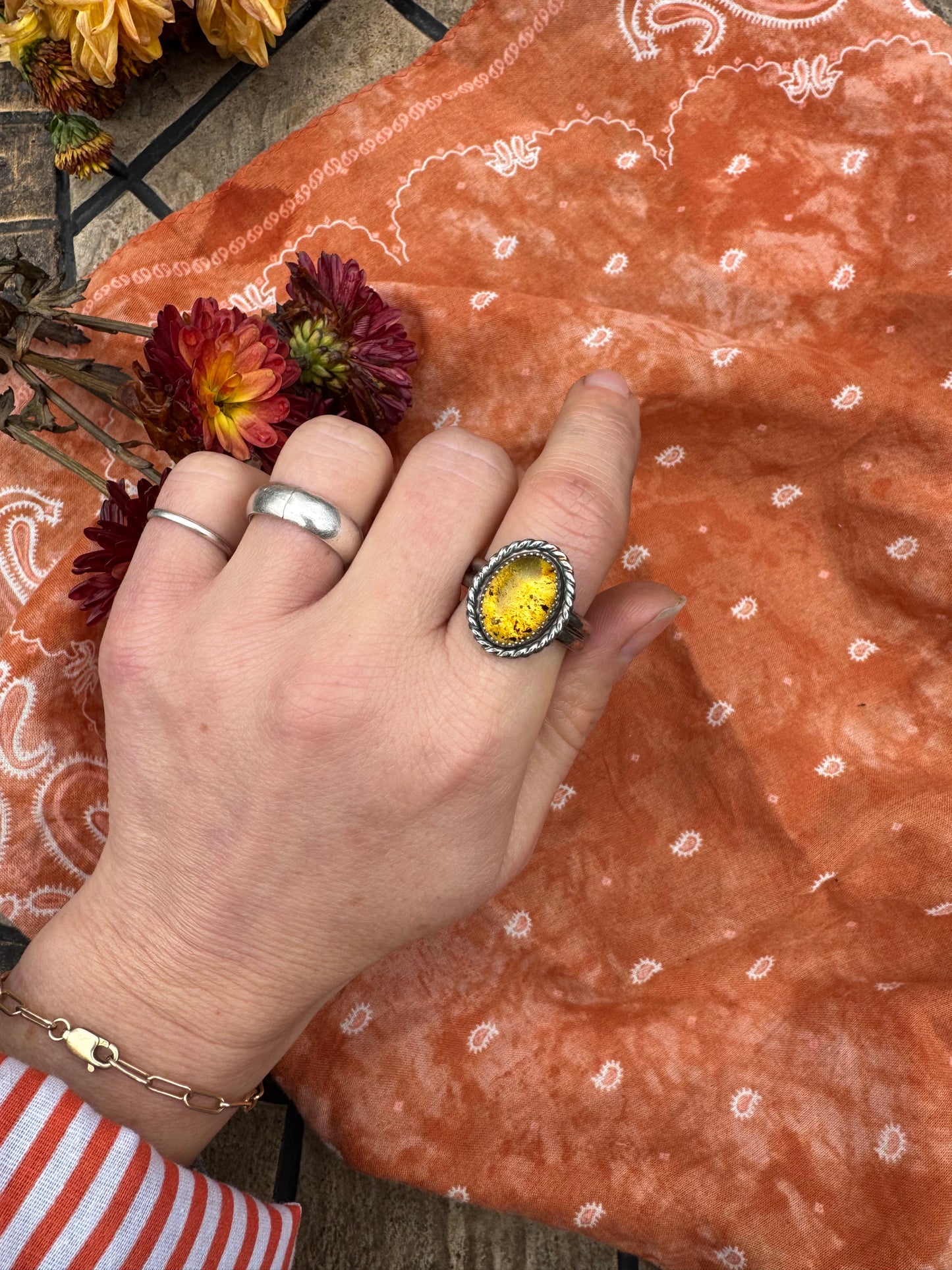 Amber Statement Ring - Size 10