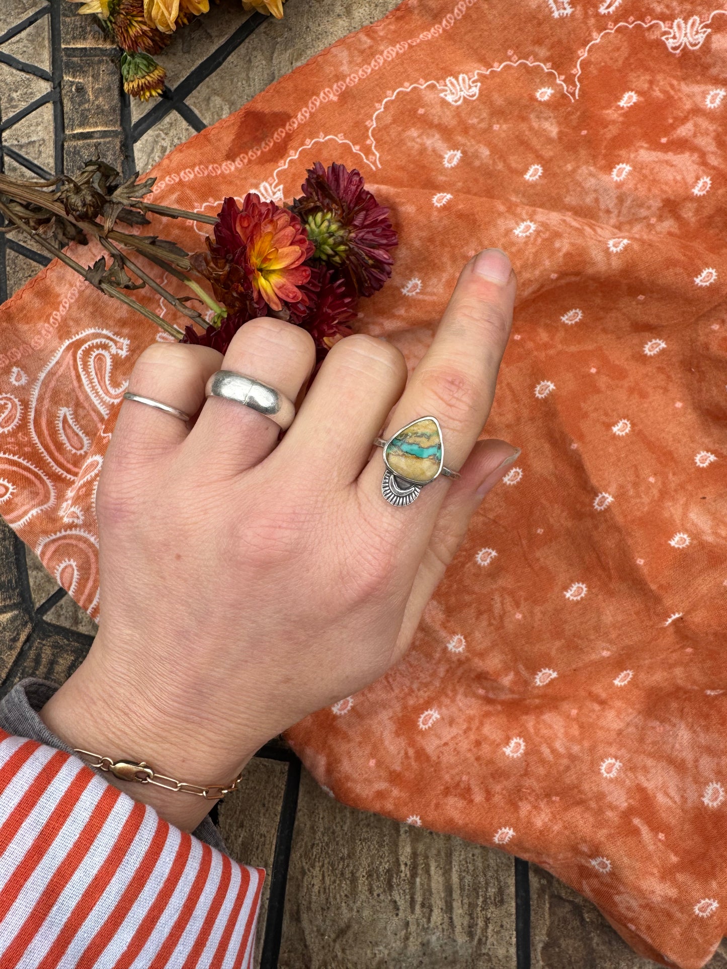 Royston Ribbon Turquoise Ring - size 7