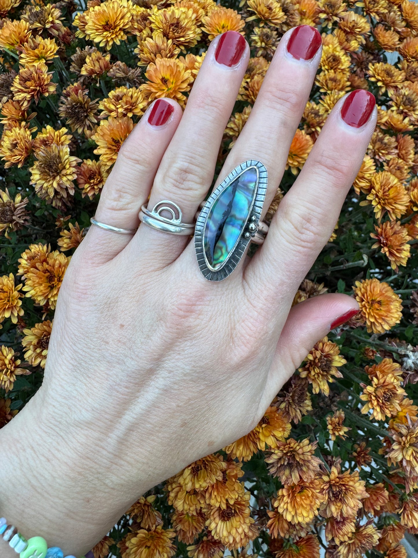 MT Agate + Abalone Statement Ring - Size 9 1/2