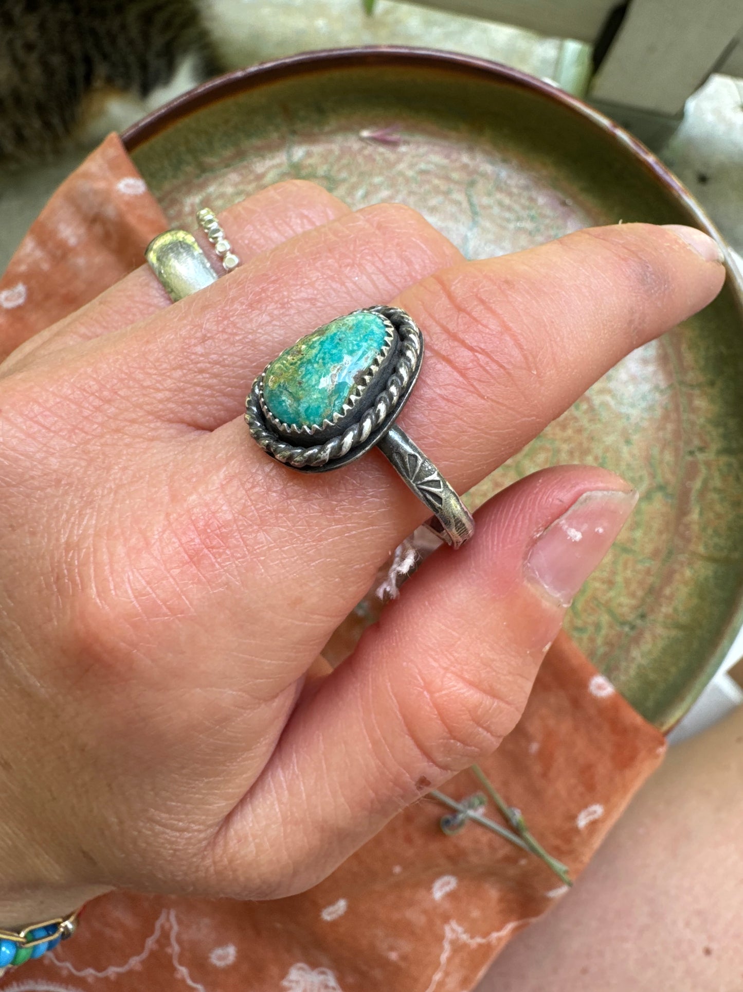 Sonoran Rose Turquoise Ring - Size 11