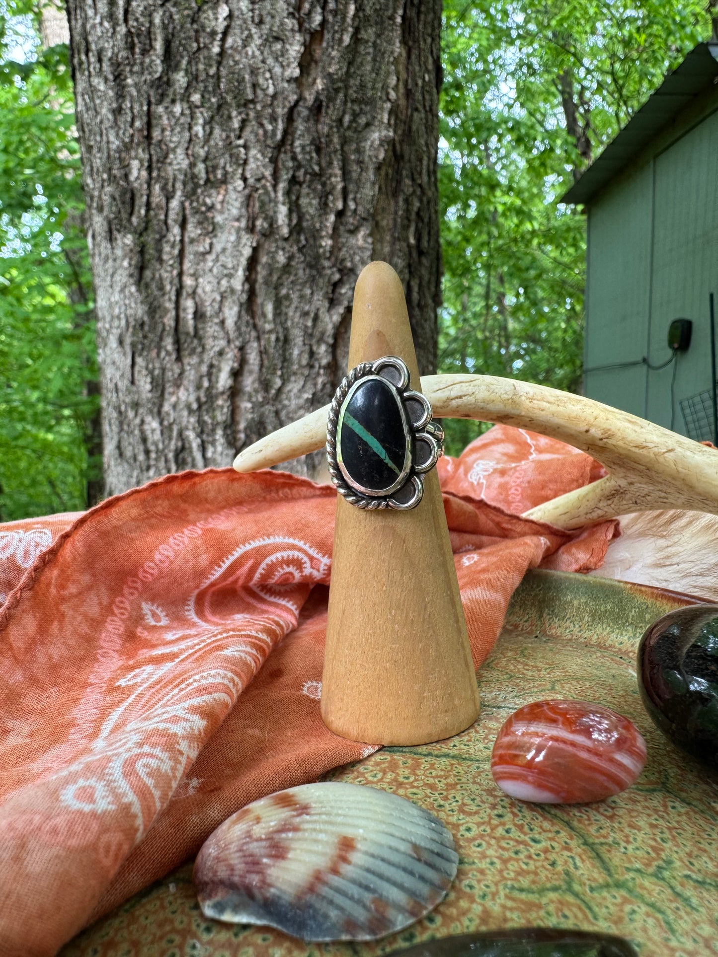 Black Jack Turquoise "Ripple" Ring - Size 6 1/4
