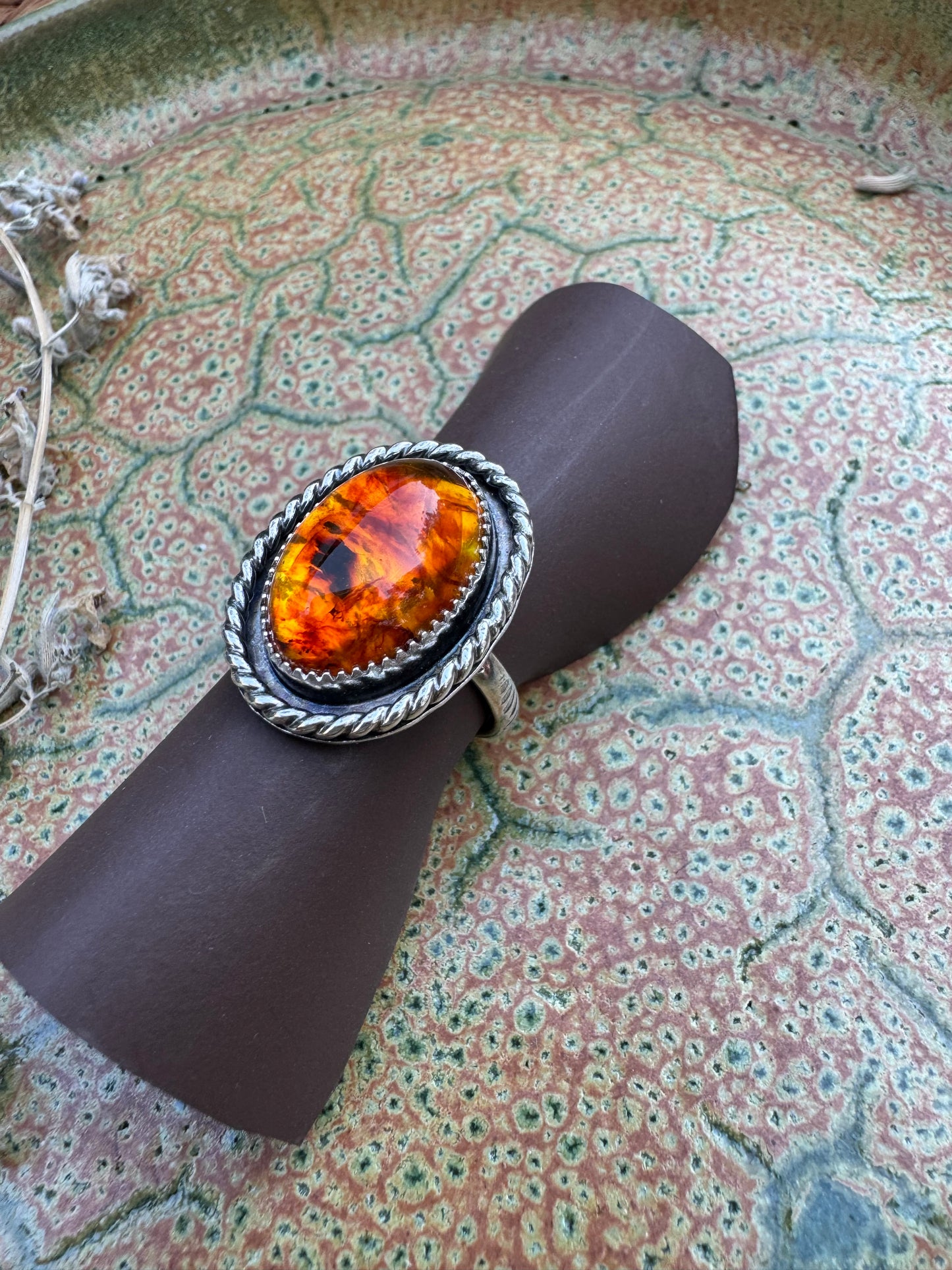 Amber Statement Ring - Size 7 3/4