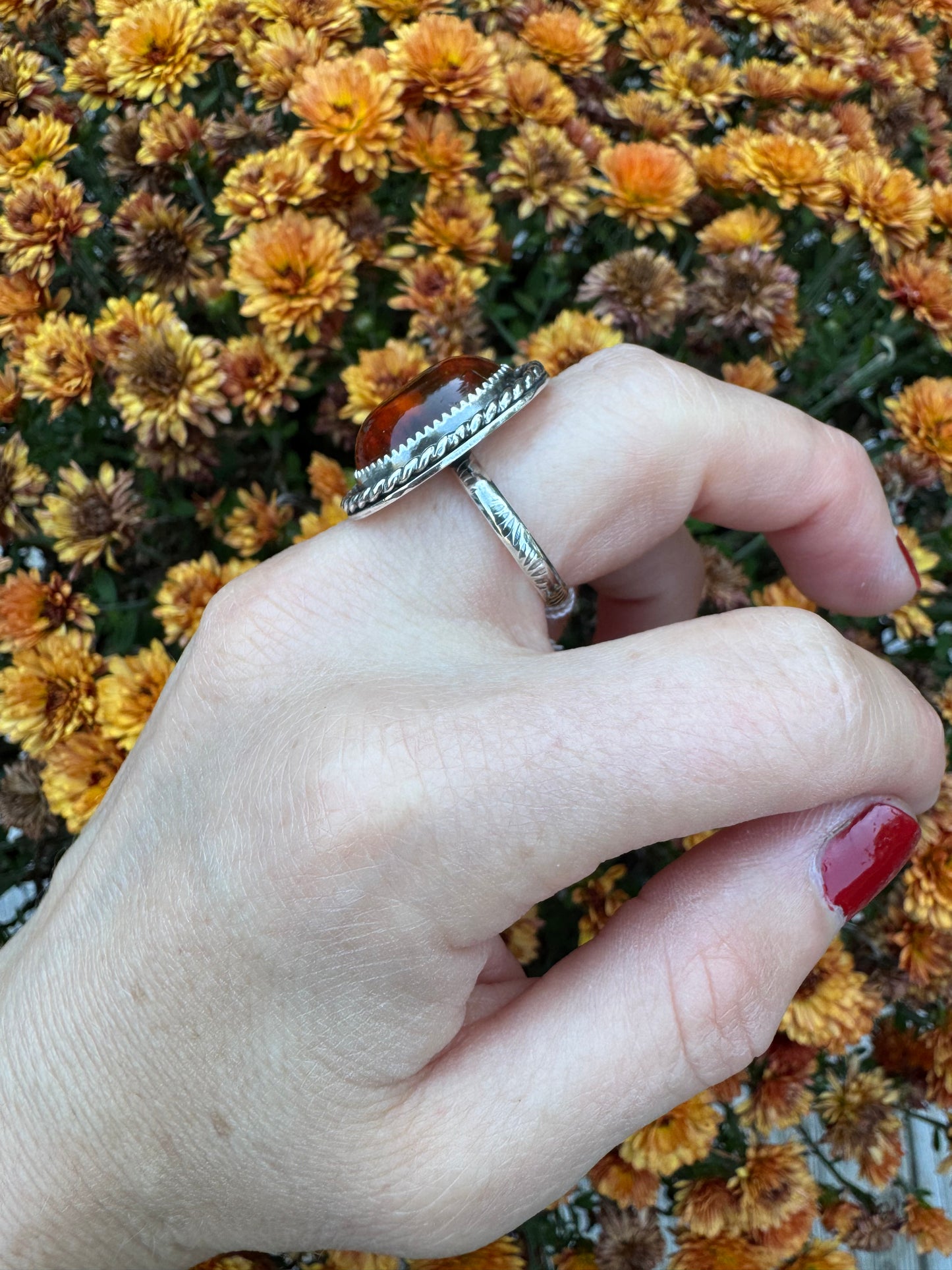 Amber Statement Ring - Size 7 3/4