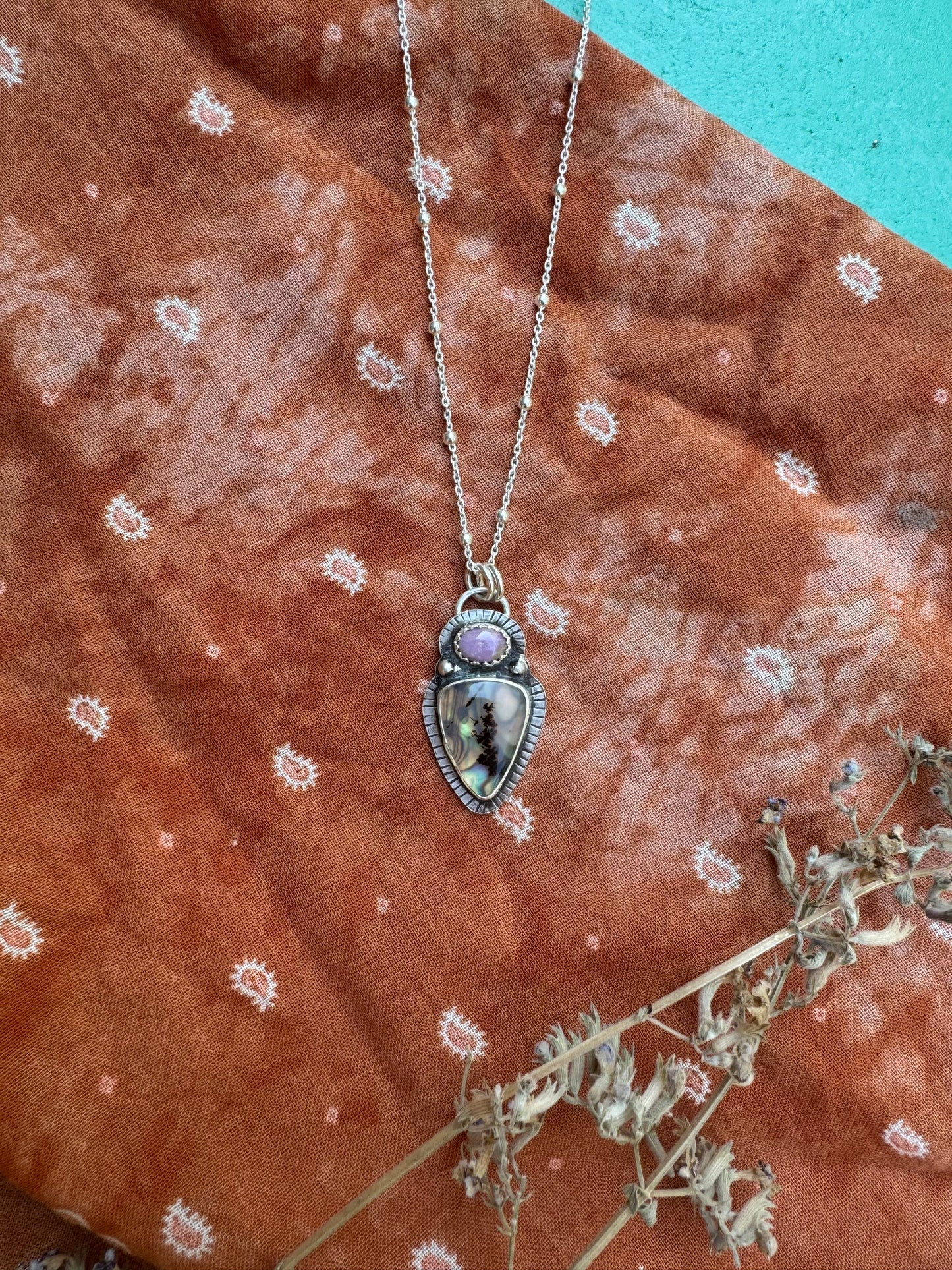 MT Agate + Abalone + Phosphosiderite Talisman