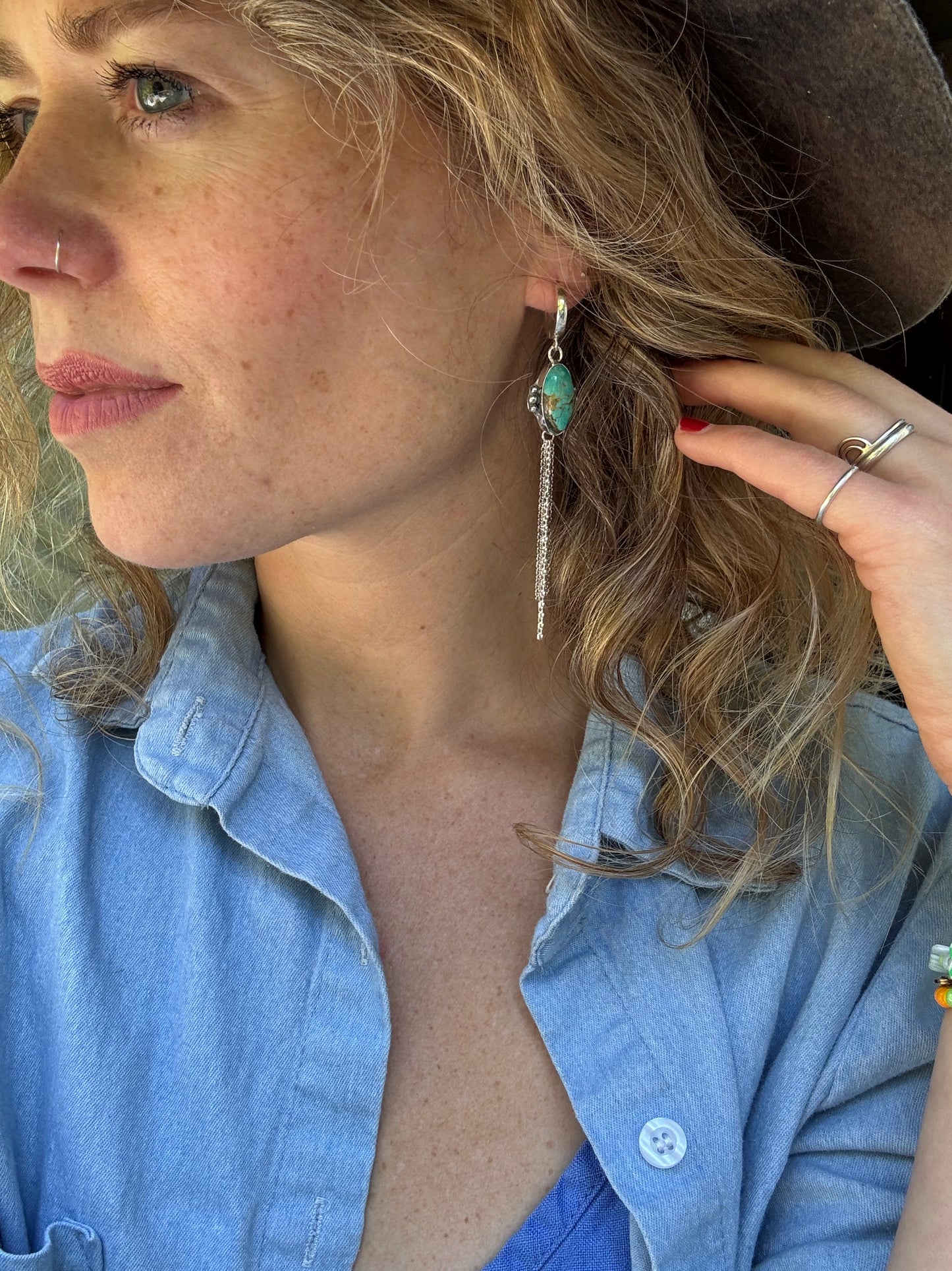 Tyrone Turquoise Duster Earrings