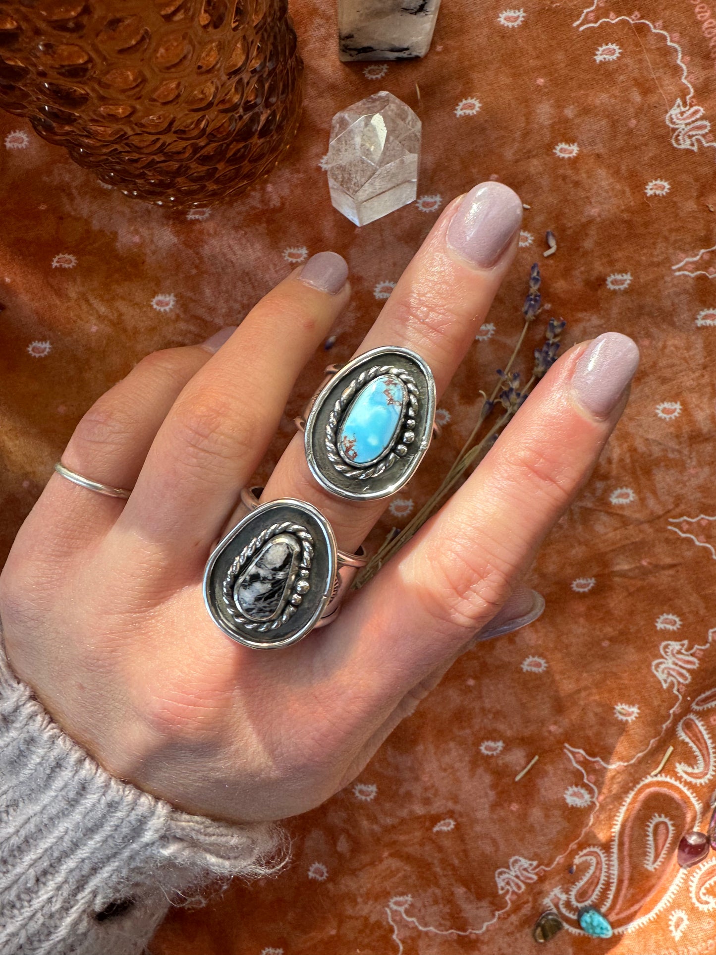 Golden Hills Turquoise on Cigar Band - size 8
