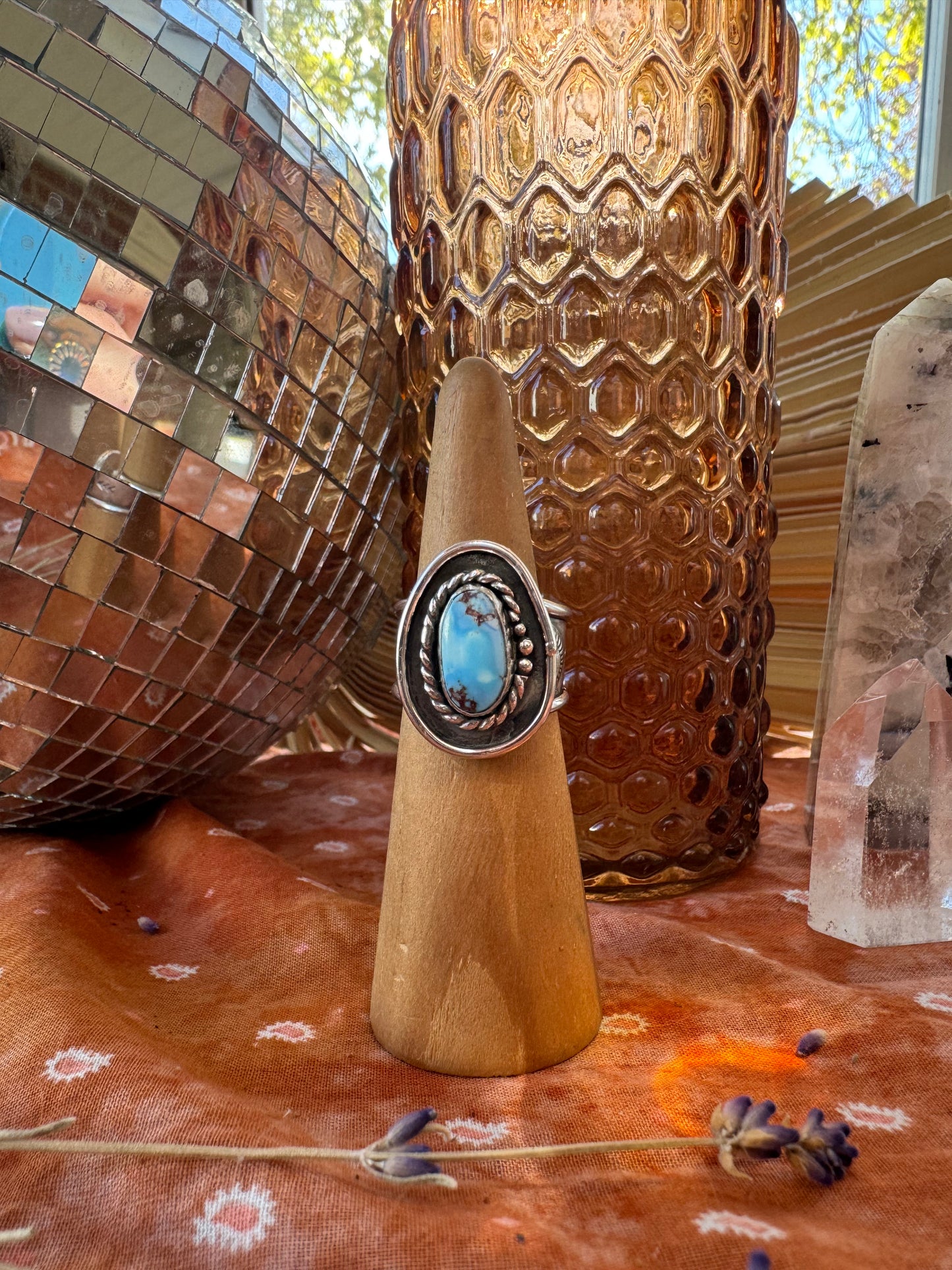 Golden Hills Turquoise on Cigar Band - size 8