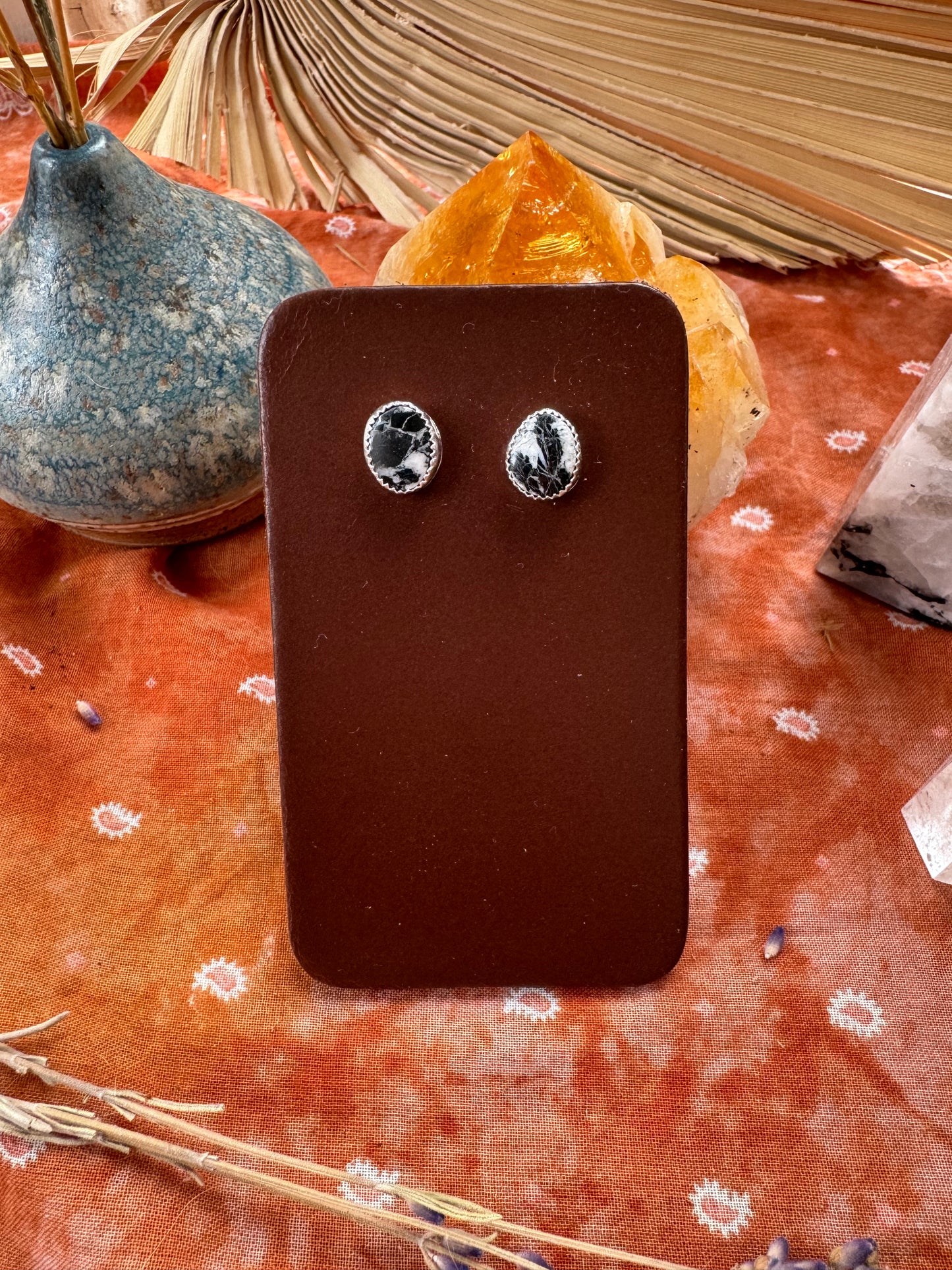 White Buffalo Turquoise Stud Earrings